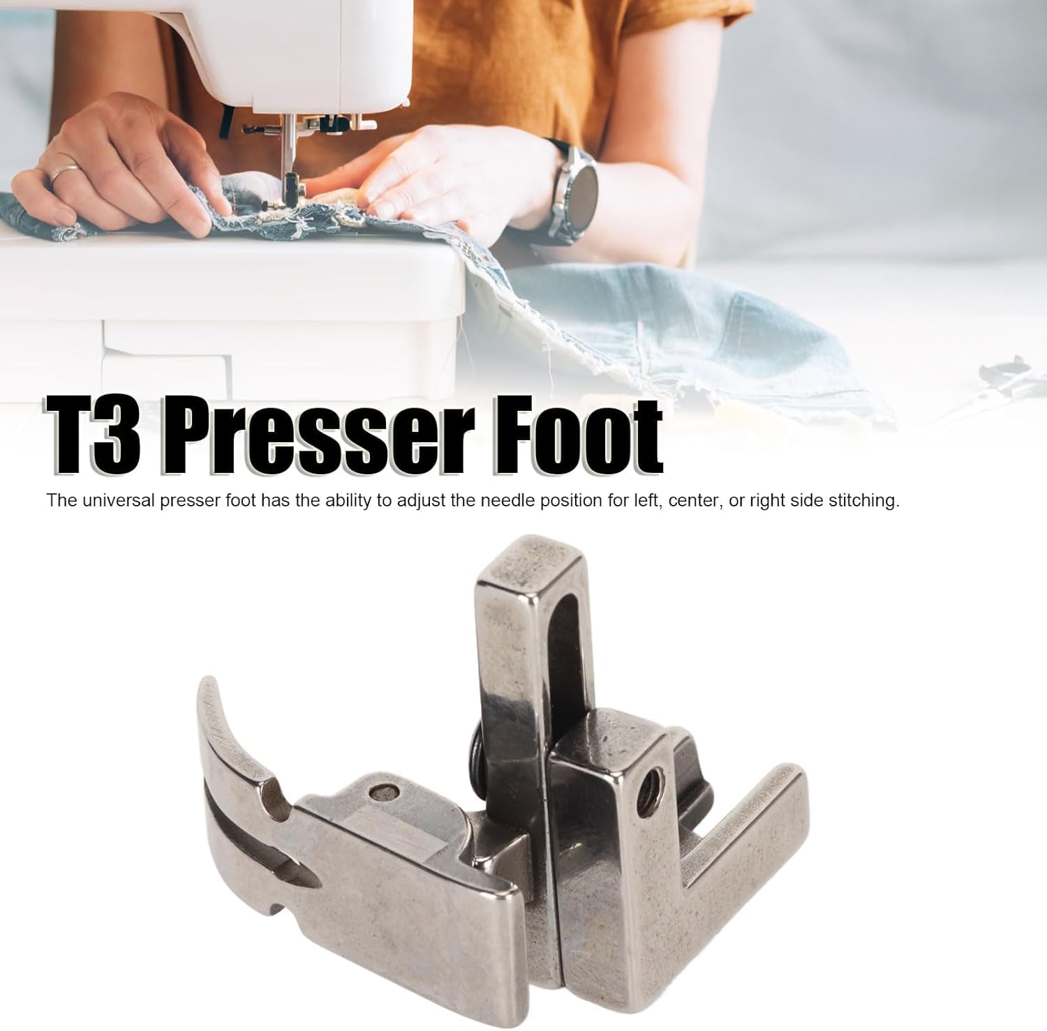 Gemsy T3 Presser Foot for Industrial Sewing Machine, Adjustable Universal Sewing Machine Presser Foot for Single Needle High Speed Lockstitch Machines Zipper, Edge Stitching & Sewing Attachment — Amazon image 6
