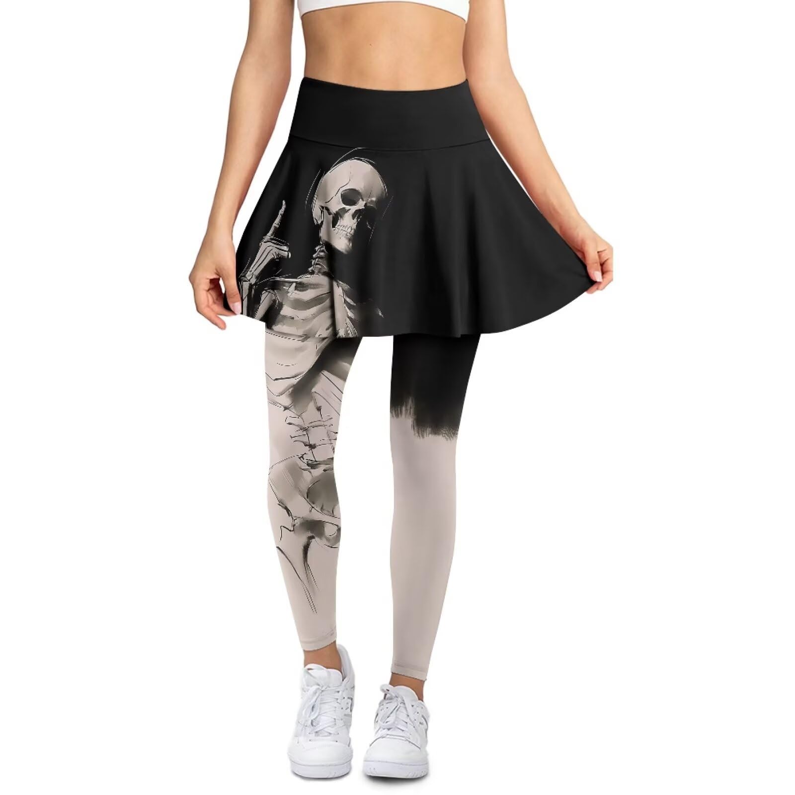 Wildflower Womens Skirted Leggings, Camouflage Yoga Tennis Skirts with Leggings Pumpkin Tennis Pickleball Clothing-image-17