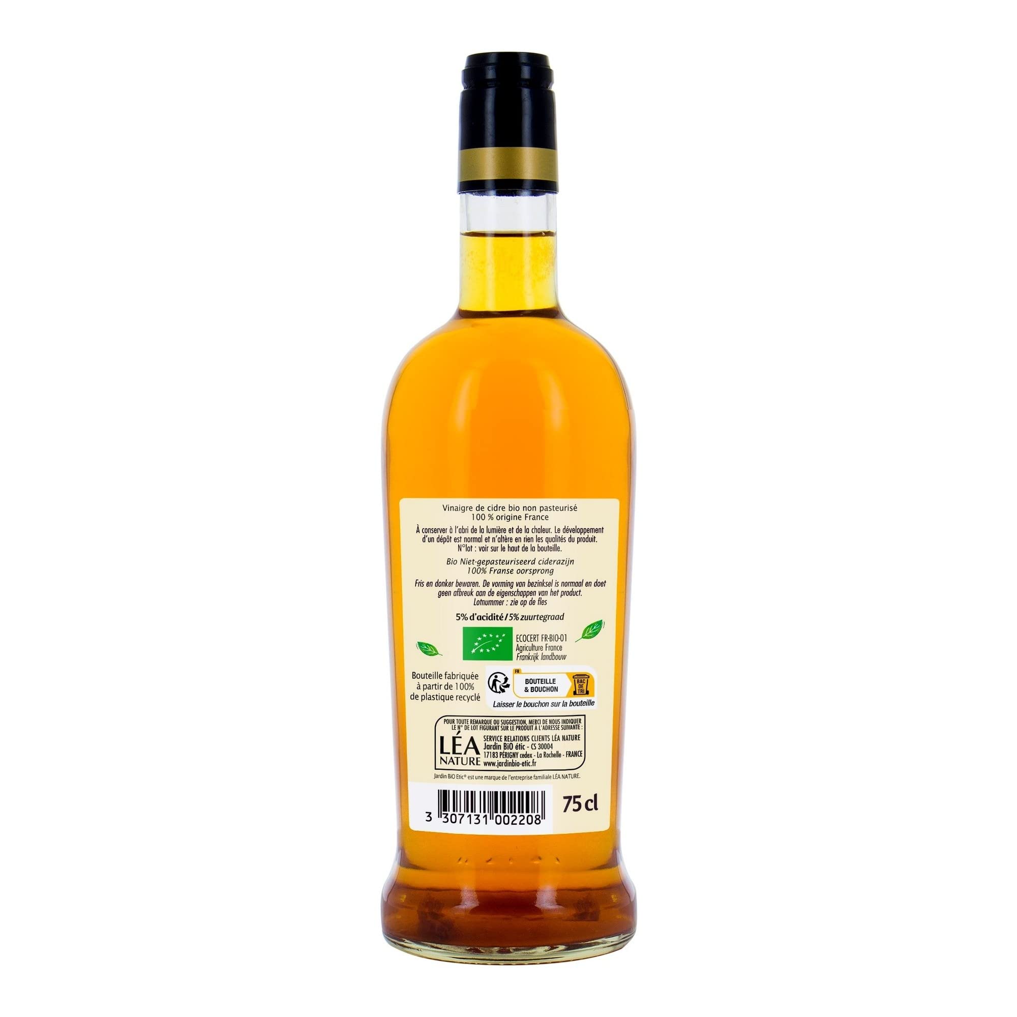 Jardin BIO étic - Vinaigre de cidre - 75cl - Lot de 3