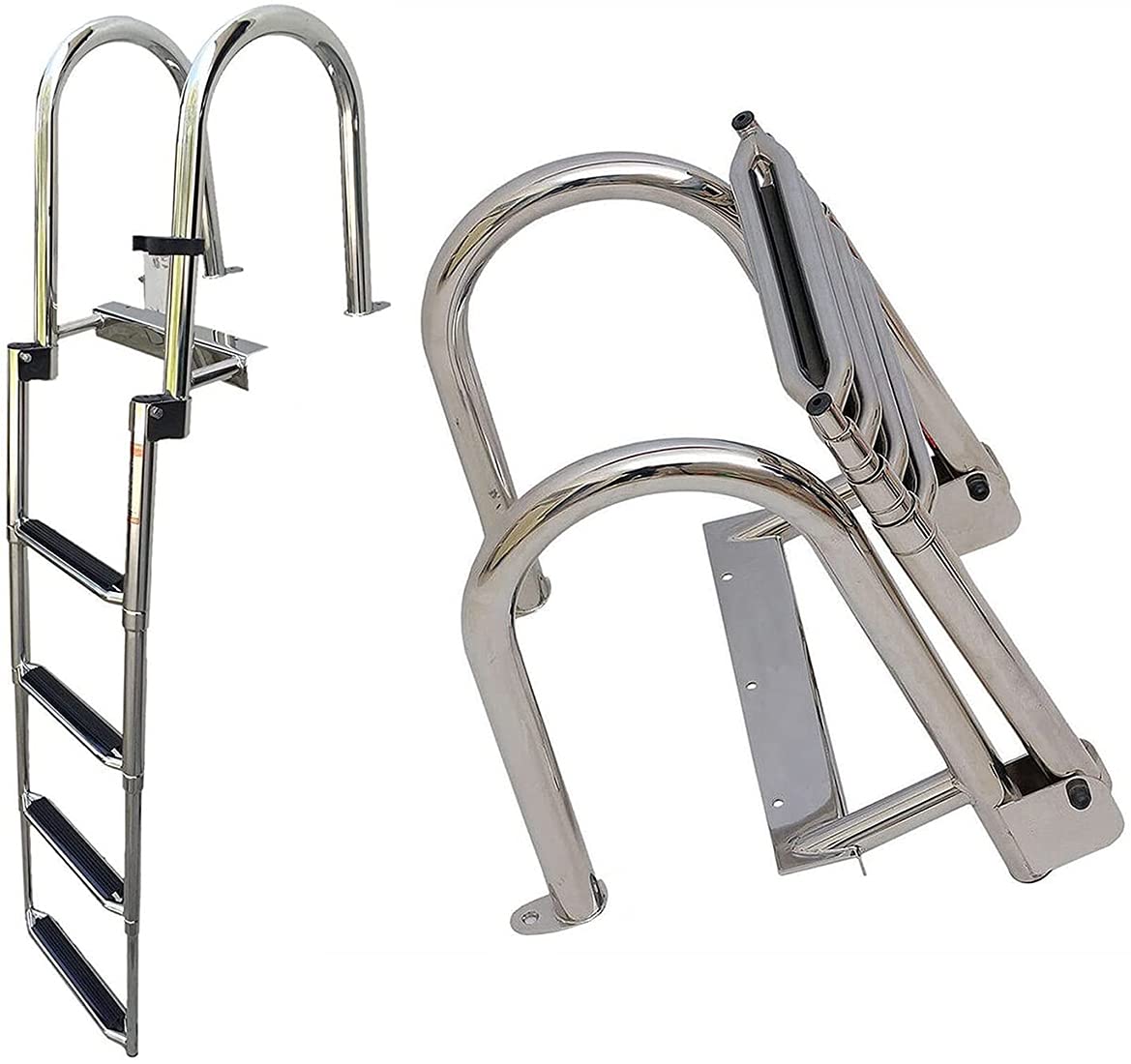 Scaletta da Bagno Telescopica, Barca in Acciaio Inossidabile Ponte per Yacht Pieghevole con Gradini Antiscivolo Corrimano E Ampia Scala Pedalò Yacht/Barca/Molo della Piscina