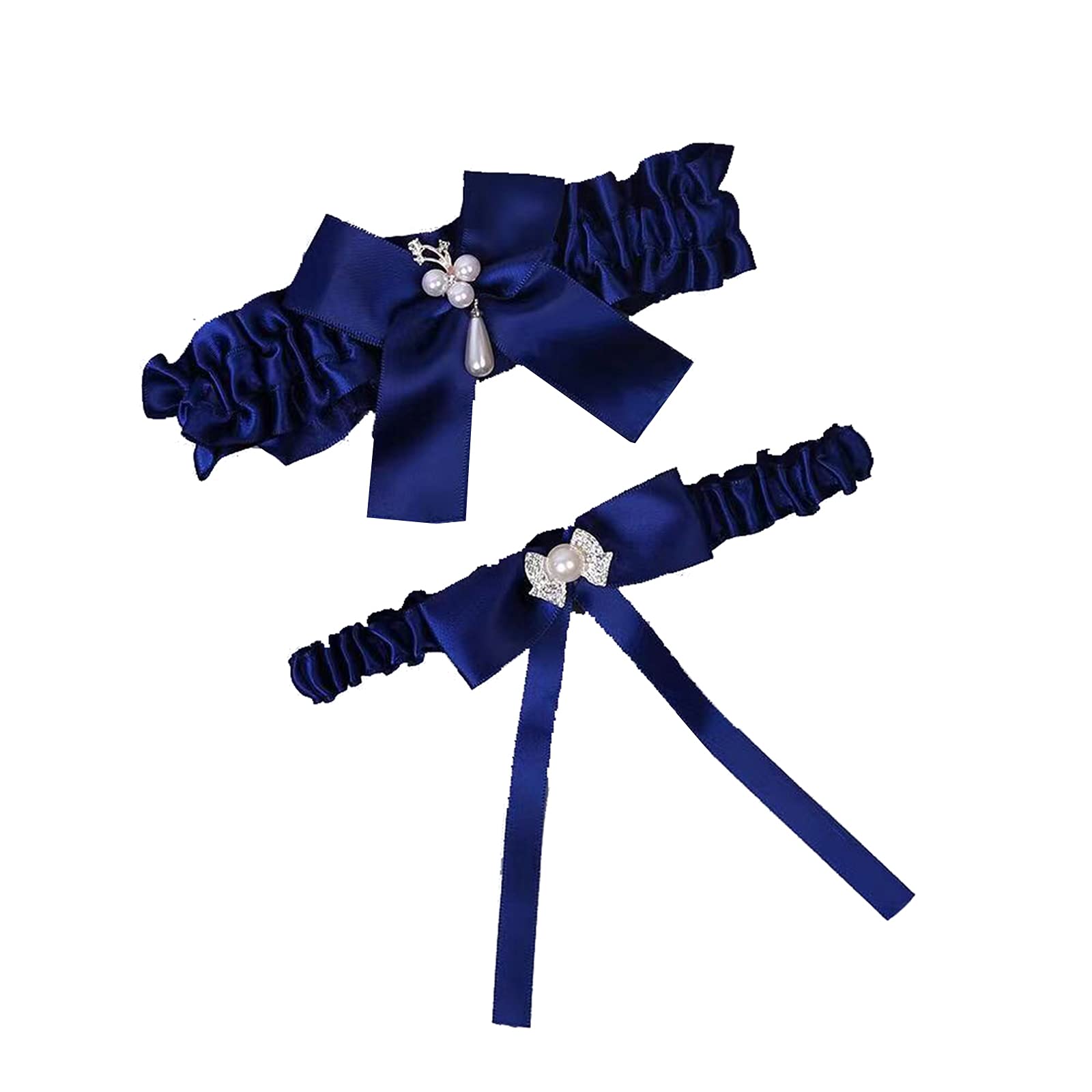 YYGMSSBridal Garters with Bow Elastic Band Stretch Comfortable Romantic Wedding Garters Set Throw Out Leg Garter for Bride Prom Party Accessories