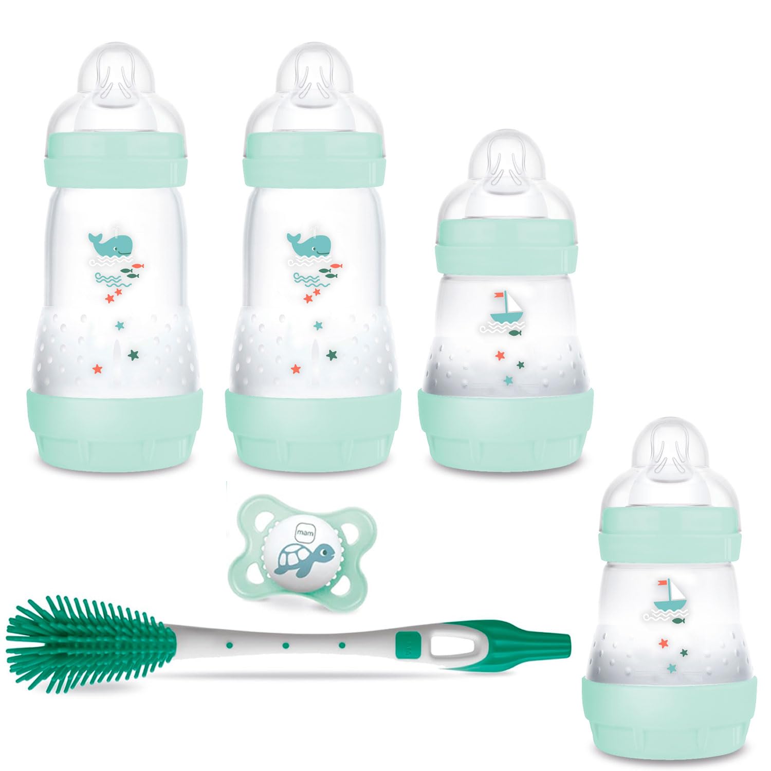 MAM Botella anticólicos de 160 ml y 260 ml, juego de 3 unidades con tetina tamaño 1 desde el nacimiento