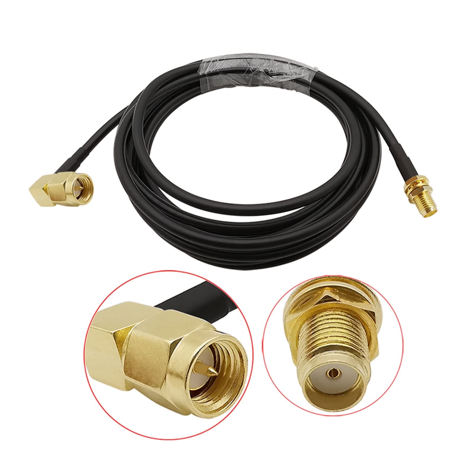 Demasiado Ángulo Recto SMA Macho a SMA Conector de mamparo Femenino Rg58 Cable coaxial WiFi Antena Extensión Cable de Pigtail 1m 2m 3m 5m 8m 10m (Color : 5 Meter)