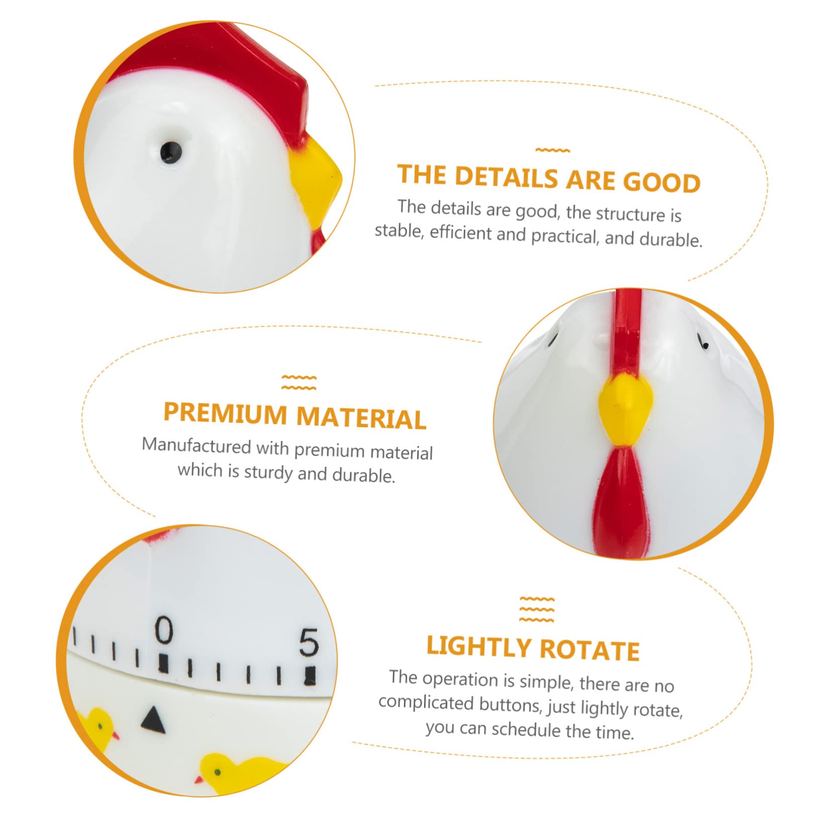 PRETYZOOM 5pezzi Timer Meccanico Da Cucina Forma Di Pollo Timer Di Conto Alla Rovescia Portatile Per Gestione Del Adatto Per Cottura e Attività Domestiche Design Carino e Pratico