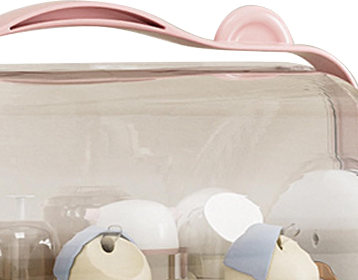 Zerodis Baby Bottle Storage, Nursing Bottle Storage Box Organizer with Cover Transparent Baby Drying Rack Space Saving Rack Dryer for Toddler Tablewares (Roseate)