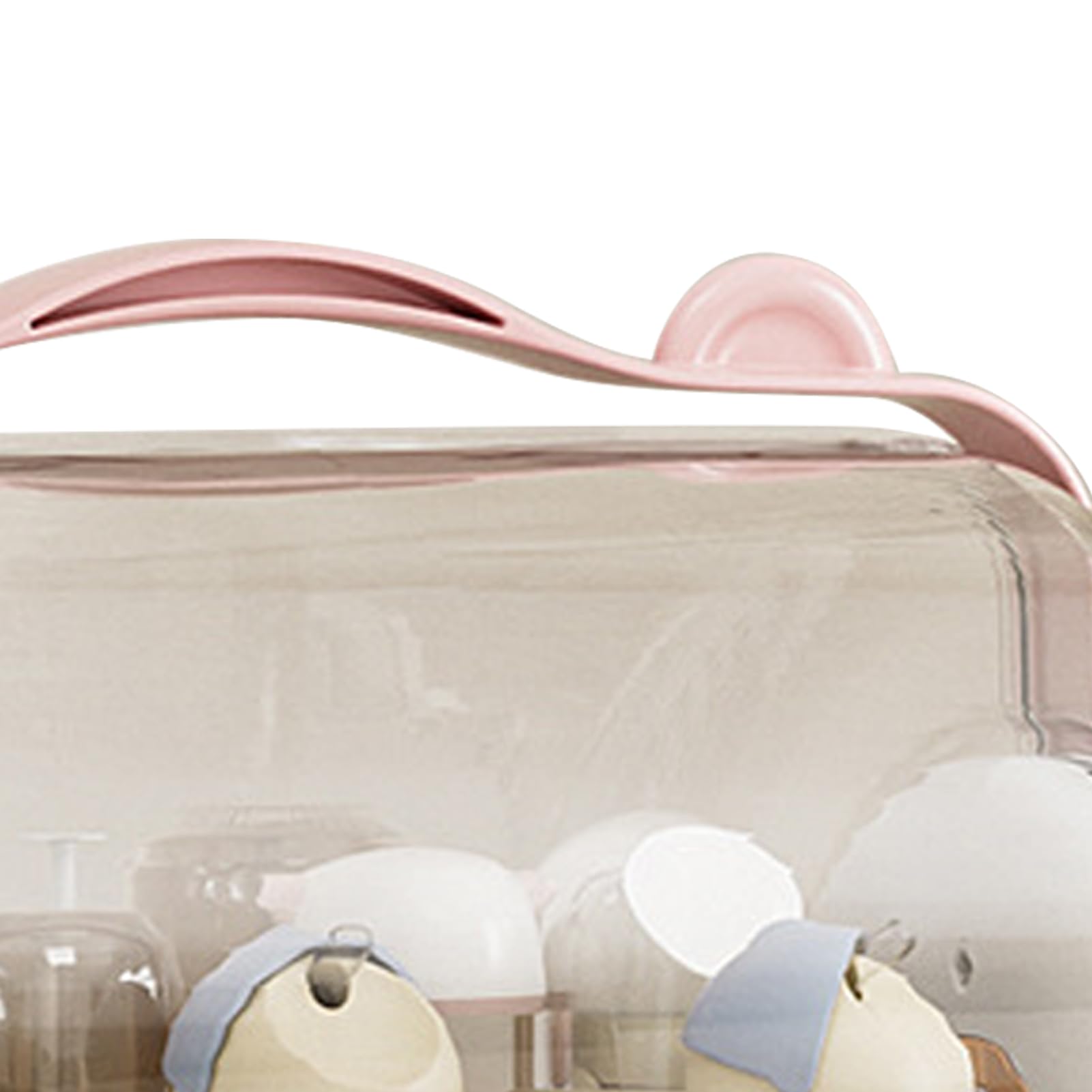 Fdit Boîte de Rangement de Biberons avec Couvercle, égouttoir, Organisateur D'étagère D'armoire en Plastique, pour Le Rangement de la Vaisselle de bébé (Pink)