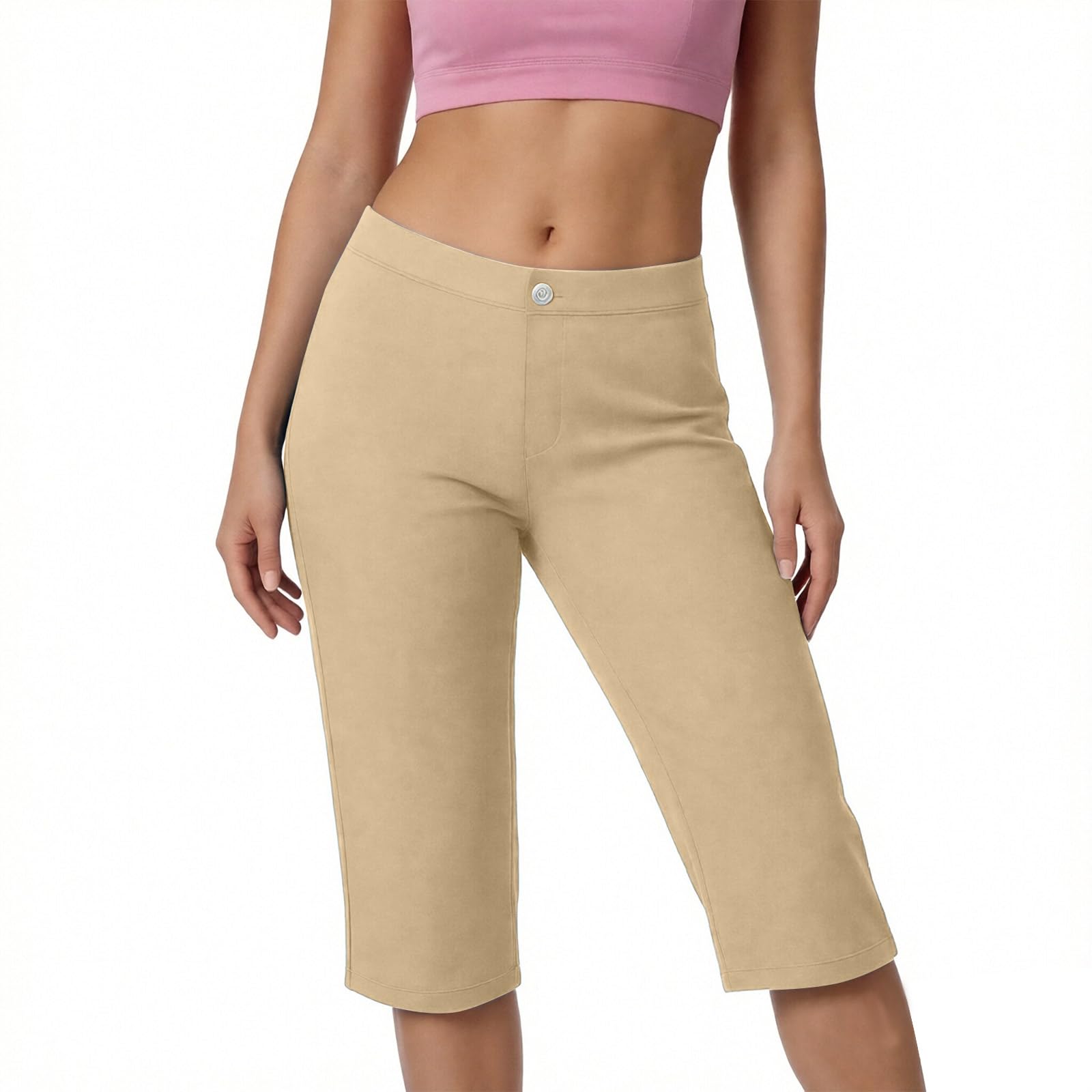 Jogging 3/4 pour yoga femme en tissu extensible uni et coupe grand confort - 7