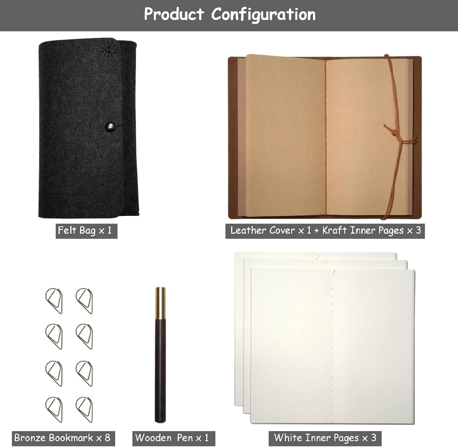 Premium Leather Travelers Notebook,loose-leaf Journal hand-woven with full leather material for Men & Women Unlined Kraft Paper 192 Pages,7.87" x 4.53" - brown