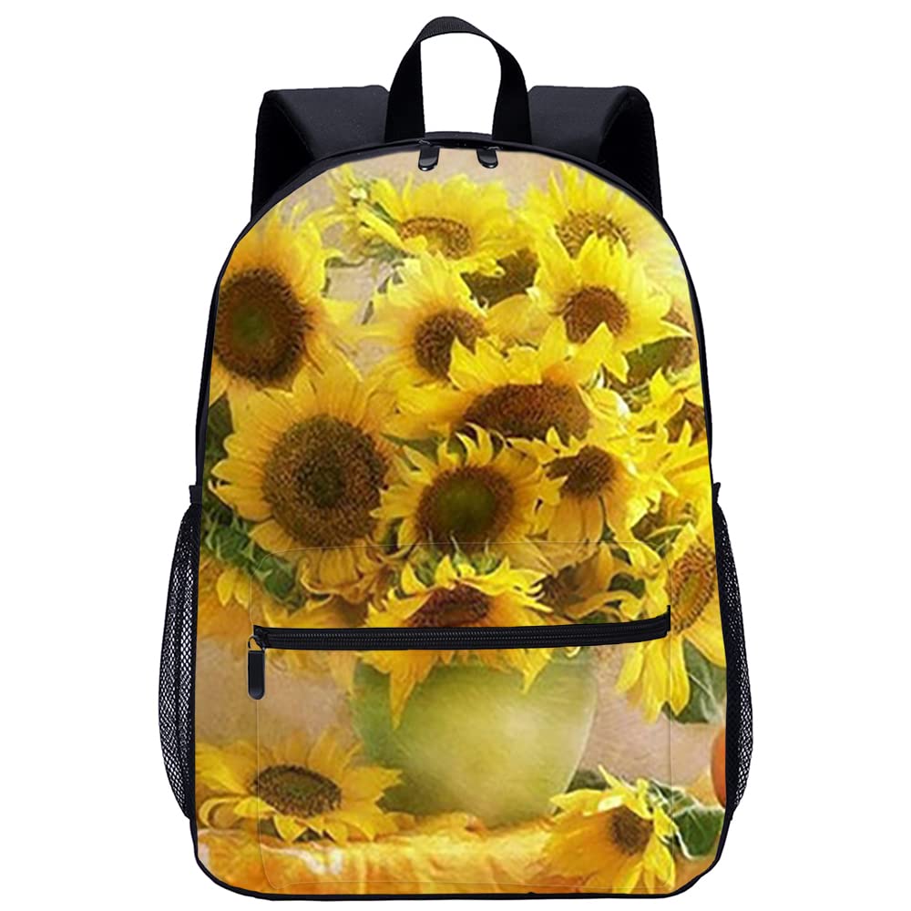 Sac à dos imprimé en 3D fleurs avec grand compartiment écolier - 8