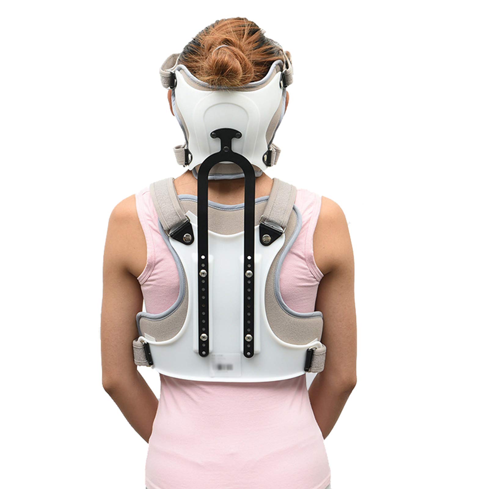 FOOJO Ortesis Ajustable Cervical Torácica Halo Brace Cabeza Cuello Pecho Ortesis torácica Fijación de fracturas Vértebra Cervical Rehabilitación Soporte Gris