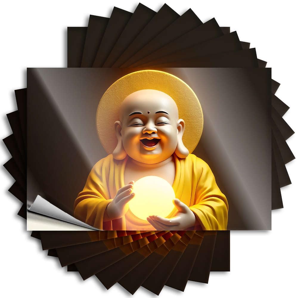 A Cheerful Monk Holds A Glowing Orb. Cute Bathroom Decor Items DIY | Summer Decals Tumbler Removable Vinyl Sticker Decal(12X18CM)