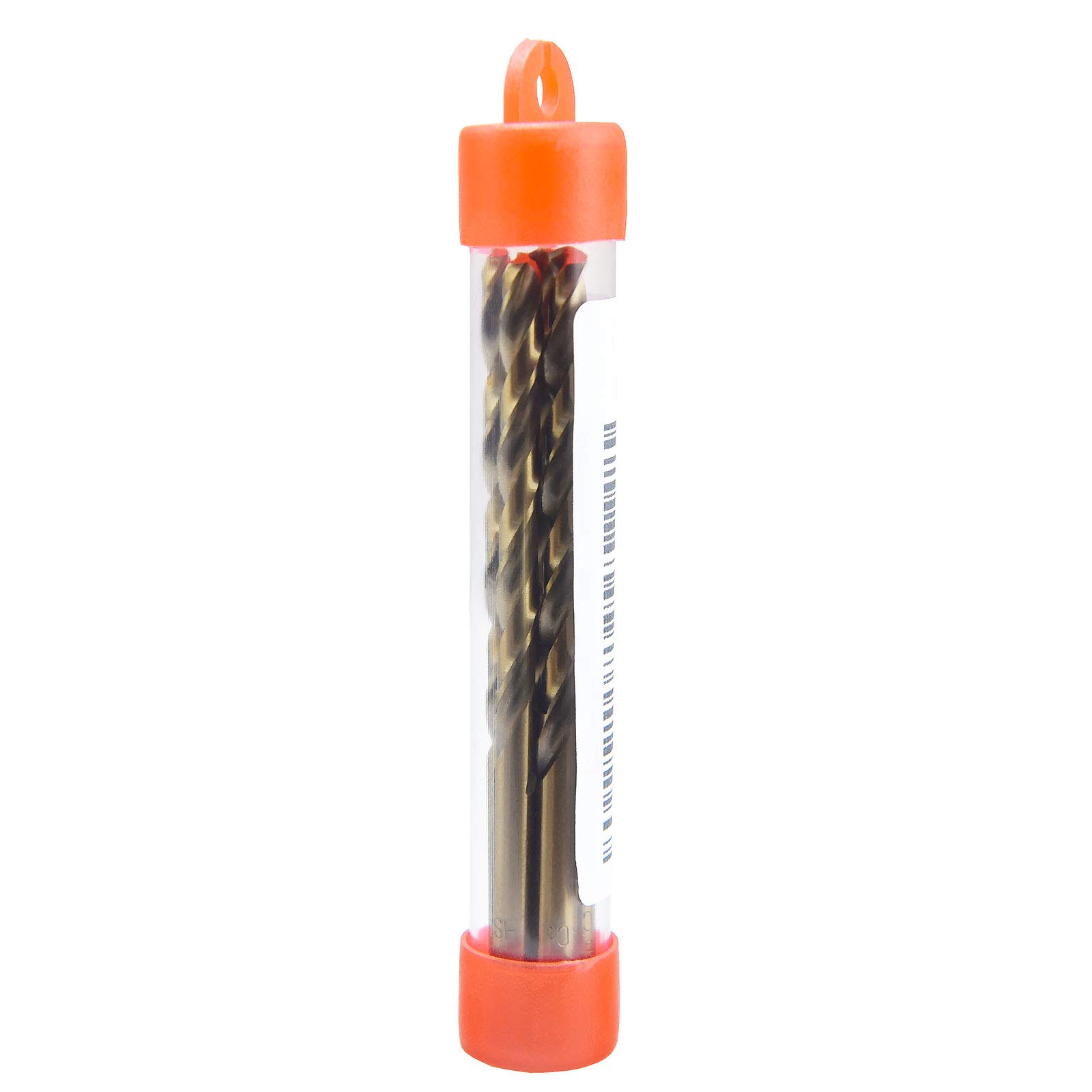 MAXTOOL JBN35G10R25P5 - Juego de 5 brocas helicoidales de longitud idéntica Jobber de 0.15 pulgadas de diámetro, HSS M35, cobalto, calibre de alambre, numerado, taladro recto dorado