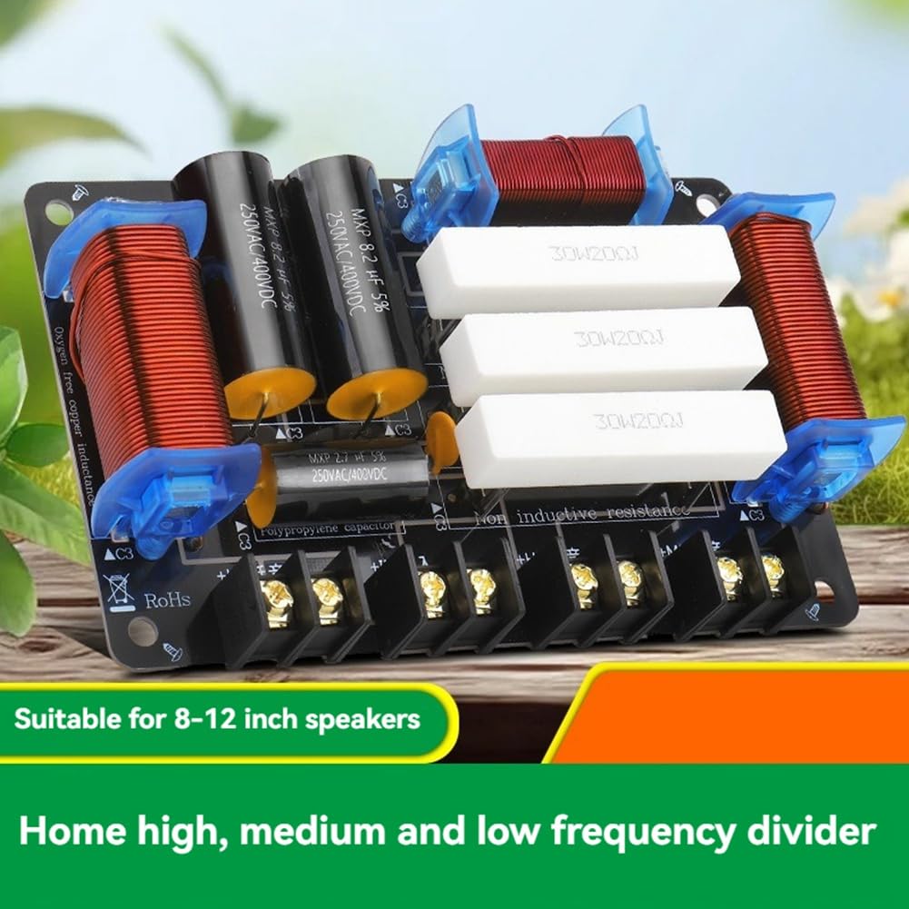 pour Haut-Parleur 3 Voies de 8 Pouces, 10 Pouces et 12 Pouces, 1 Tweeter, 1 Médium, 1 Haut-Parleur de Basse, Filtre Passe-Bas 600W 4Ohm/8Ohm.