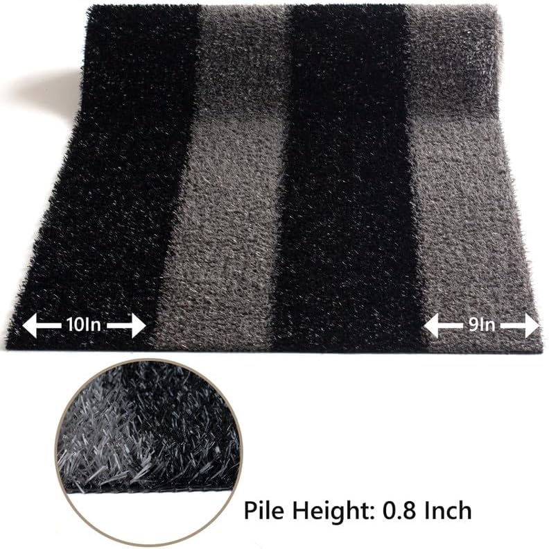 Vista 2 de ALTRUISTIC Césped artificial a rayas, 3 x 7 pies, 0.8 pulgadas de alta densidad (gris y negro), alfombra de pasillo para interiores y exteriores