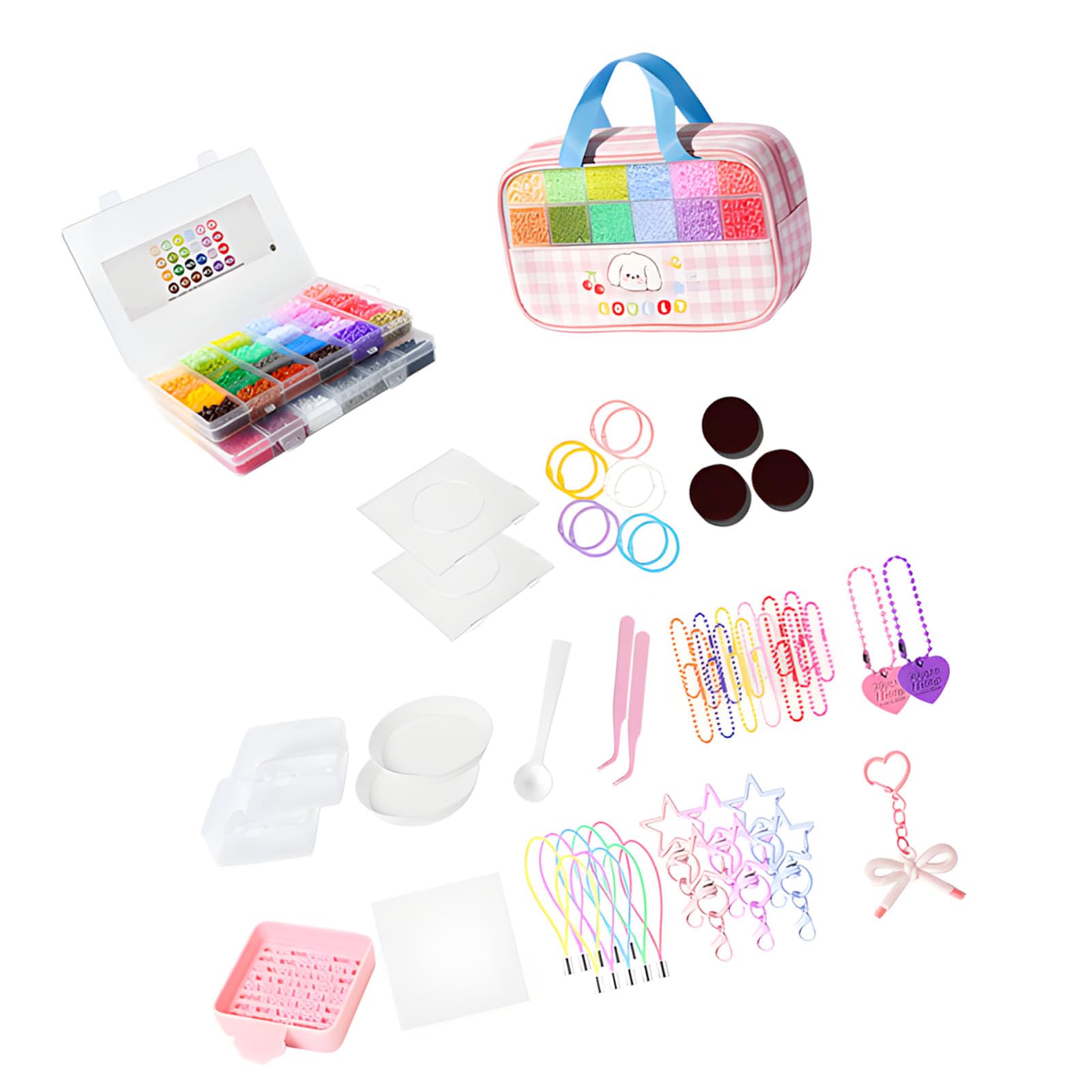 Lot de perles pour fusibles, art de Pâques, jouets éducatifs, perles fusibles avec boîte de rangement pour décoration artistique, cadeau d'anniversaire, kit de bricolage EVA