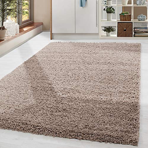 HomebyHome Alfombra Salon Peludo de Pelo Largo Beige 160x230 cm - Alfombras de Habitacion Sala de Estar Modernas Suave y Esponjoso - Alfombras Dormitorio Moqueta Cocina Infantil Rectangular