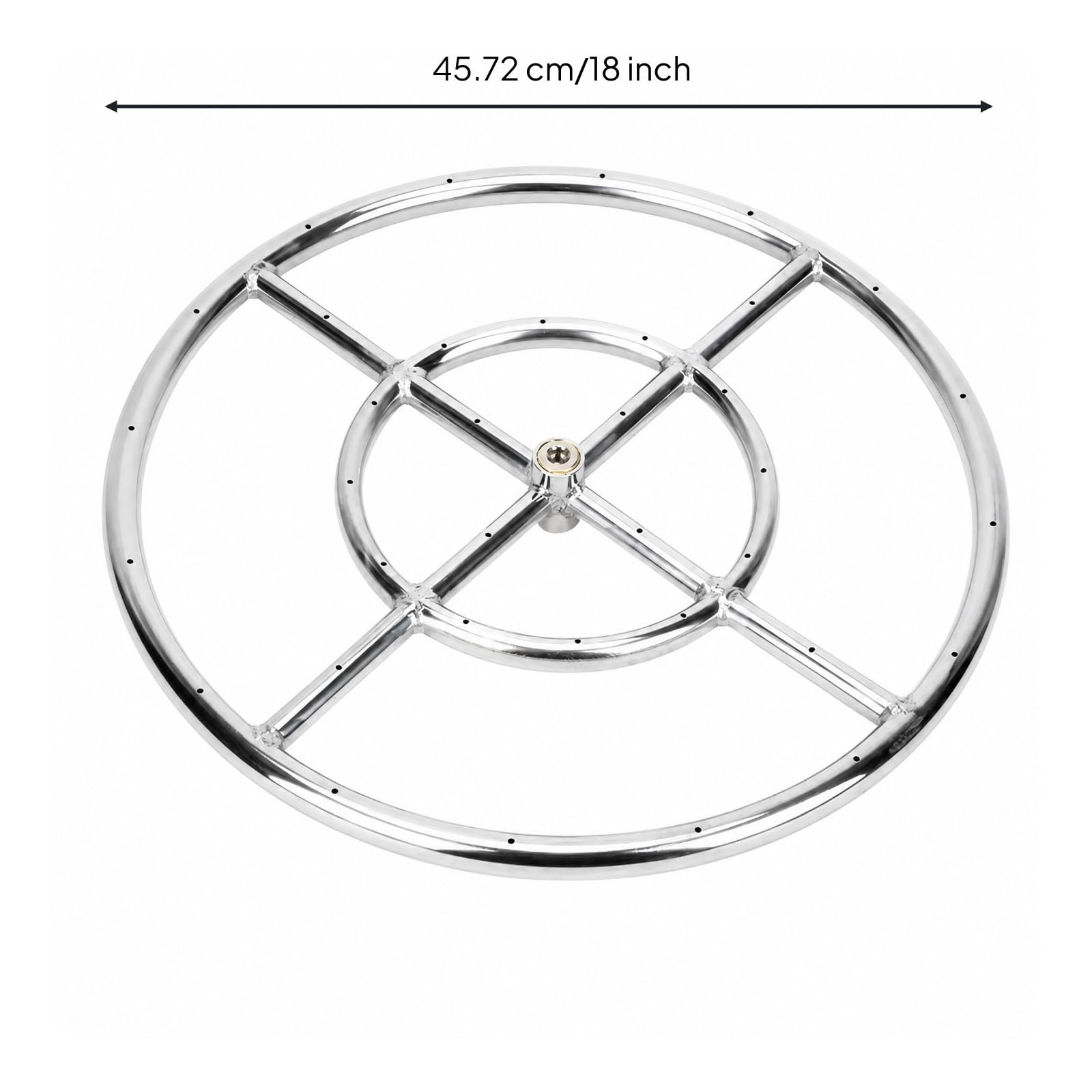 Anello Bruciatore a Doppio Cerchio in Acciaio Inox Anello Bruciatore Lucidato Riscaldatore per Patio