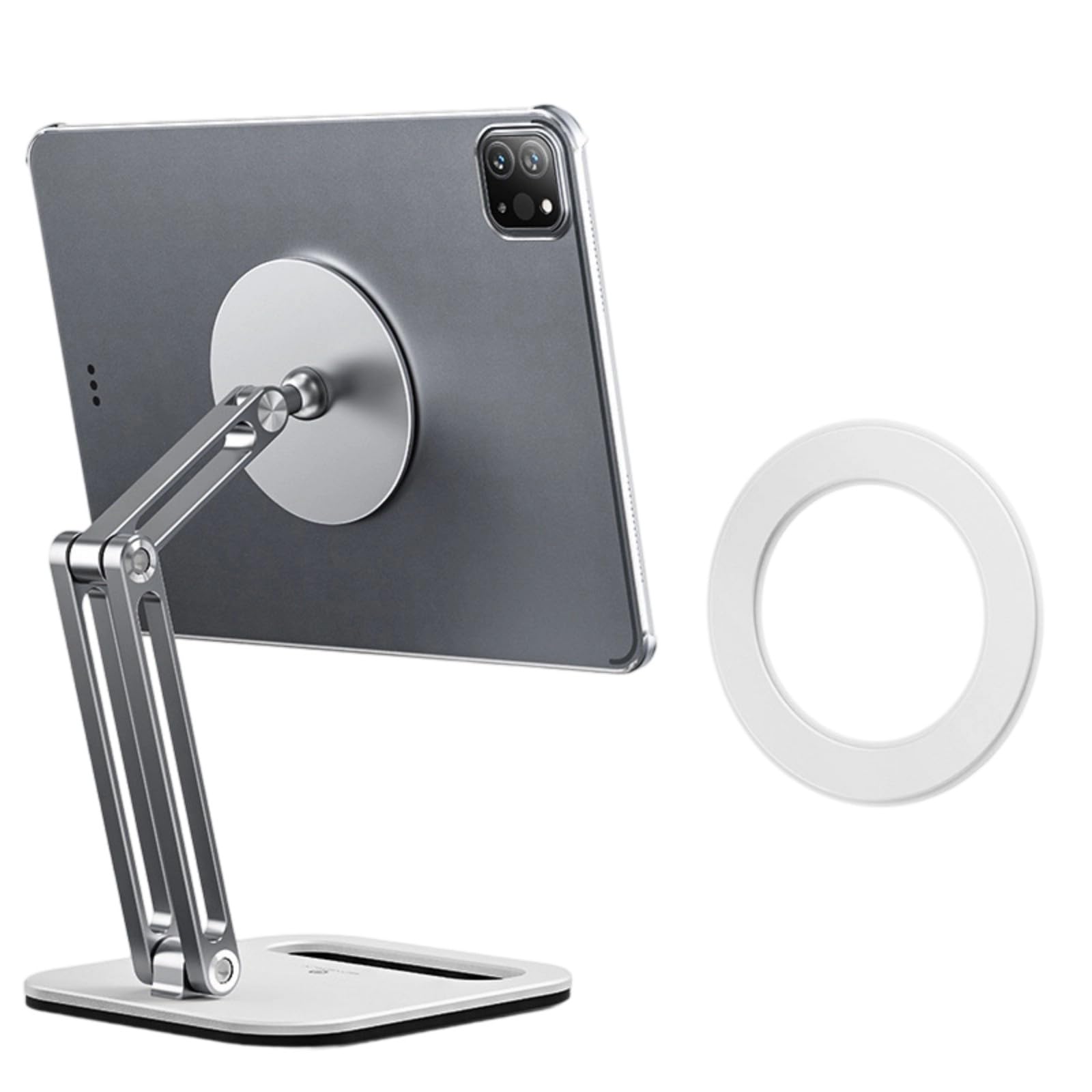 Supporto per tablet rotante Supporto da tavolo pieghevole espandibile Base in alluminio Controllo della tensione a cricchetto Supporto per telefono da tavolo regolabile espandibile