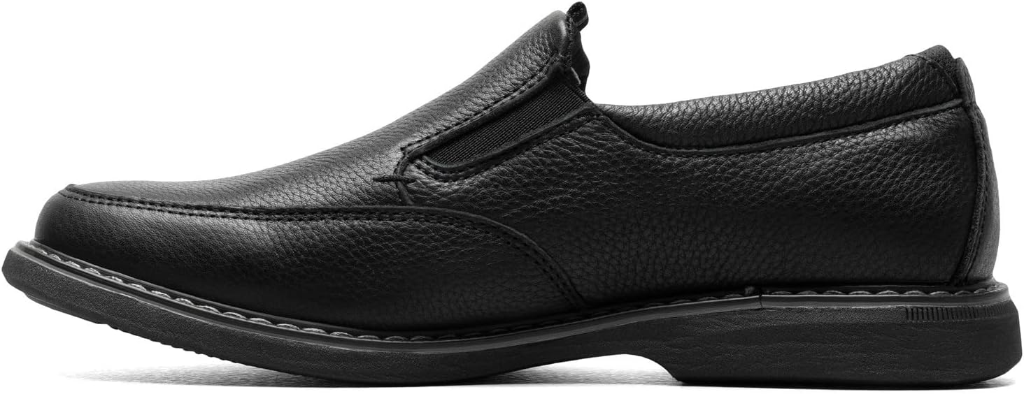 Nunn Bush Men's Otto Moccasin Toe Slip on Leather Loafer with Lightweight Sole, Black, 11 X-Wide