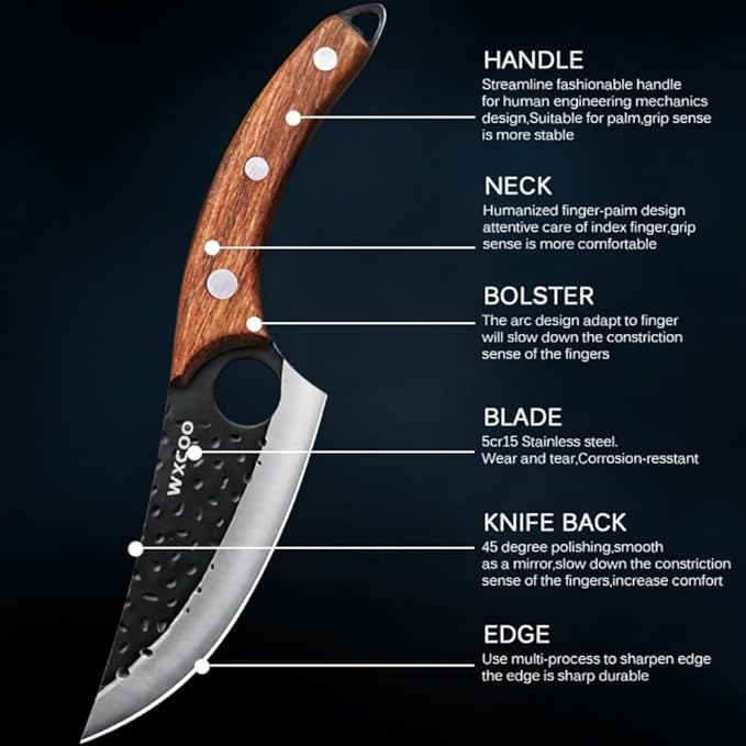 Set Cuchillos Cocina 4 Piezas Acero Inoxidable Madera miniatura 7