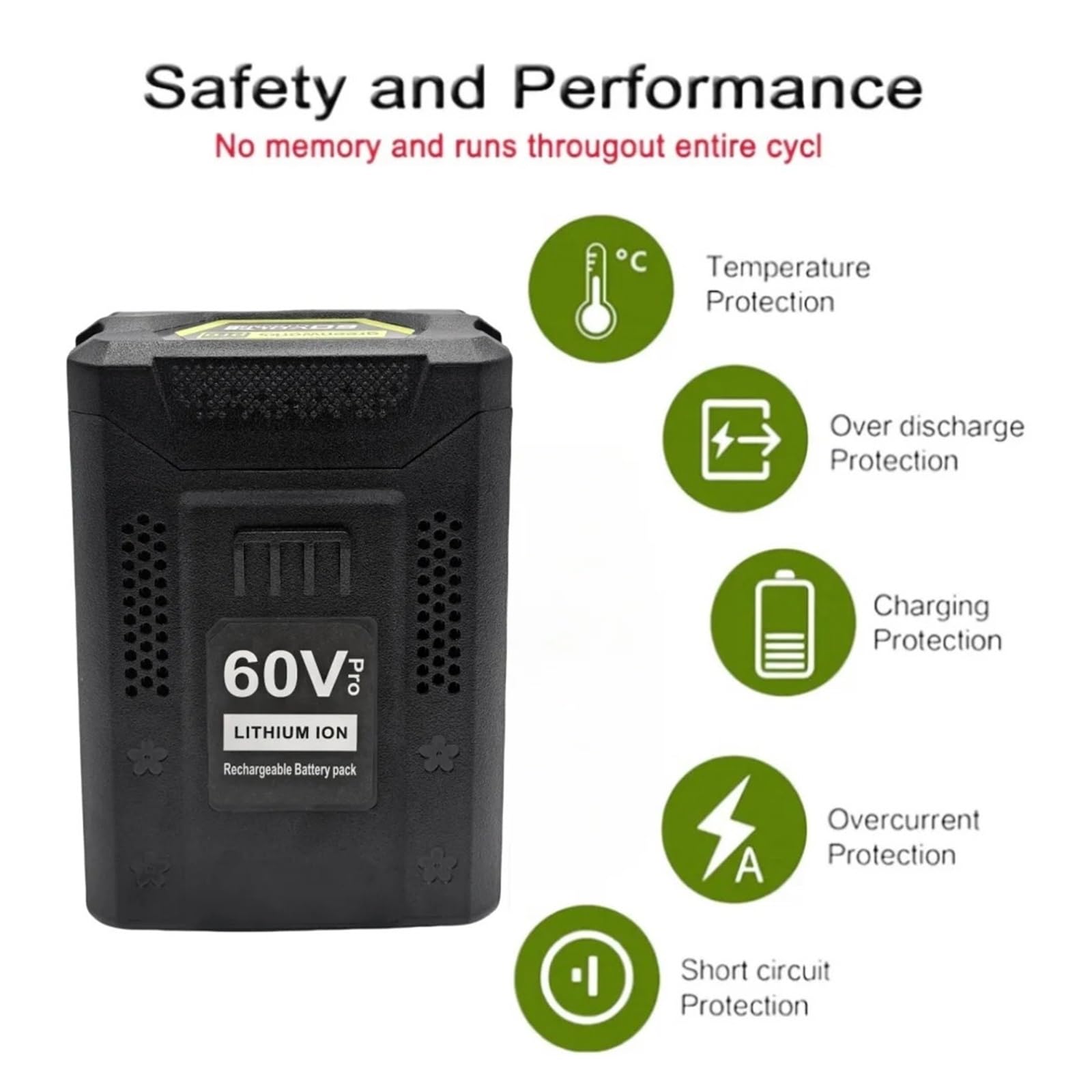Batería de Iones de Litio de 60 V 6,0/8,0/10,0 Ah Compatible con Greenworks cortacésped sin escobillas y Herramientas de jardinería Pro GD60AB(10000mAh)