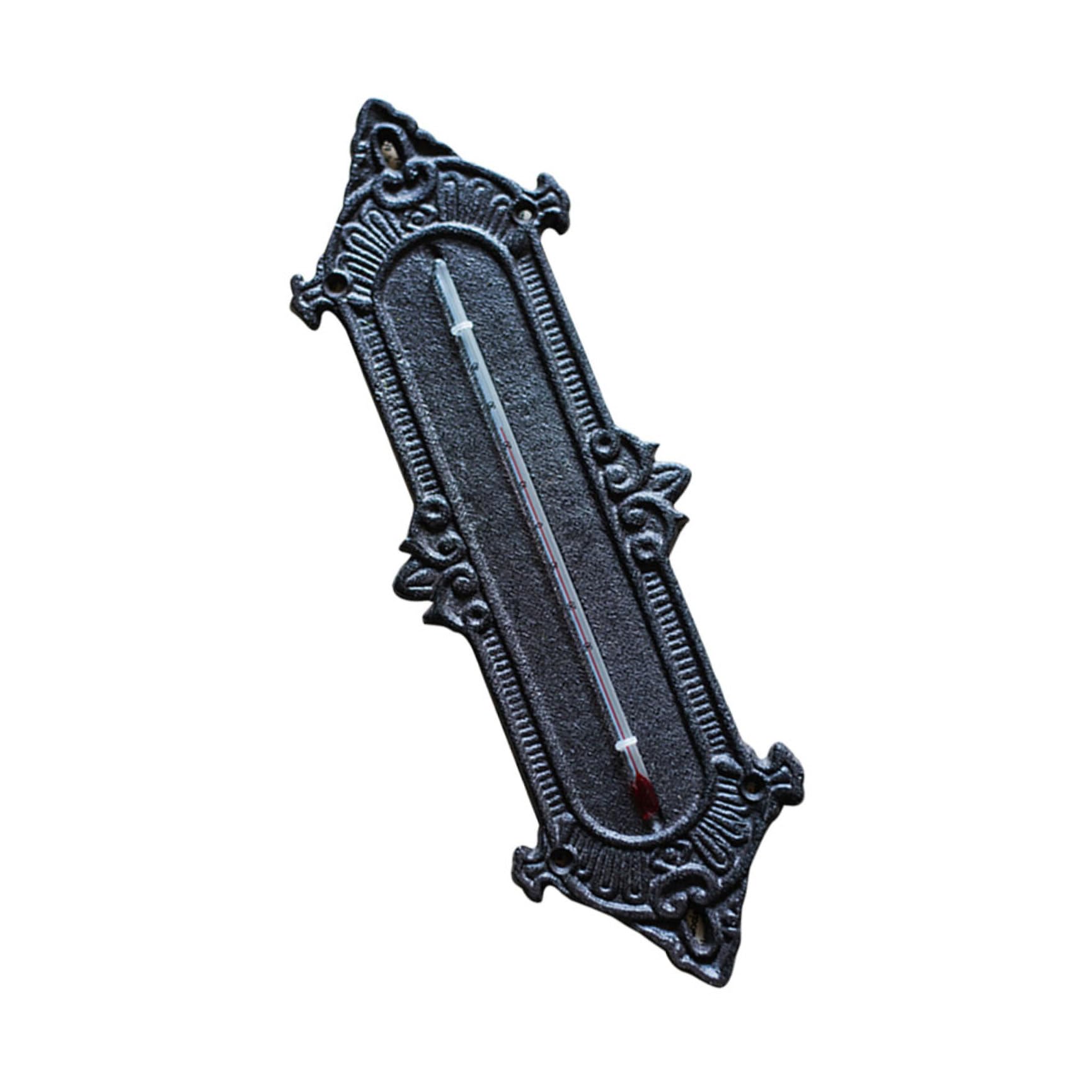Happyyami Gusseisen Gewächshaus Thermometer Wandthermometer Schwarz Kompakt Präzise Temperaturanzeige für Innen und Außen Multifunktional für Garten und Heim