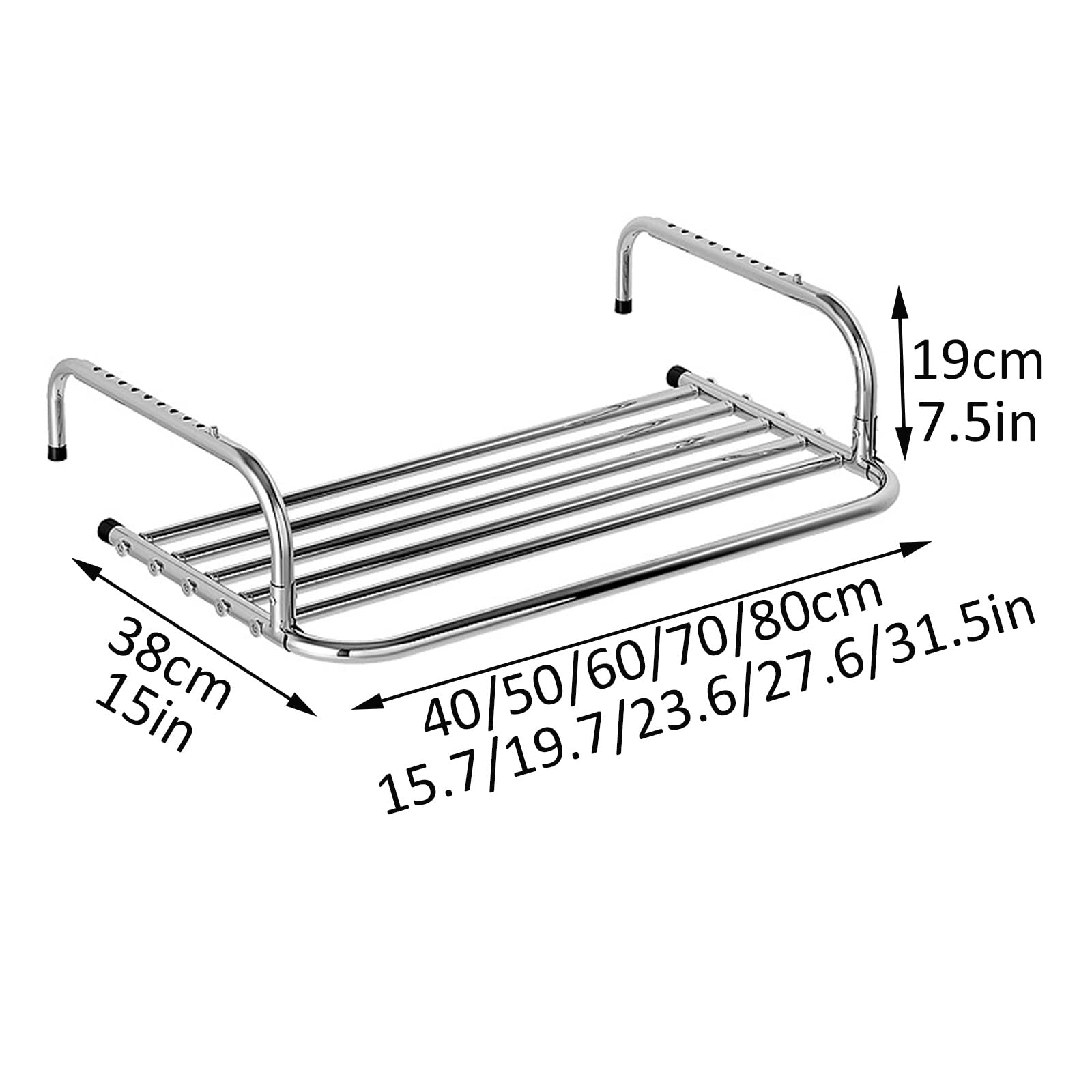 Stendibiancheria in Acciaio Inox, Stendibiancheria Ribaltabile Stendino Versatile, per Uso Interno Ed Esterno, Elevata capacità di Carico Salvaspazio Stendibiancheria da Balcone