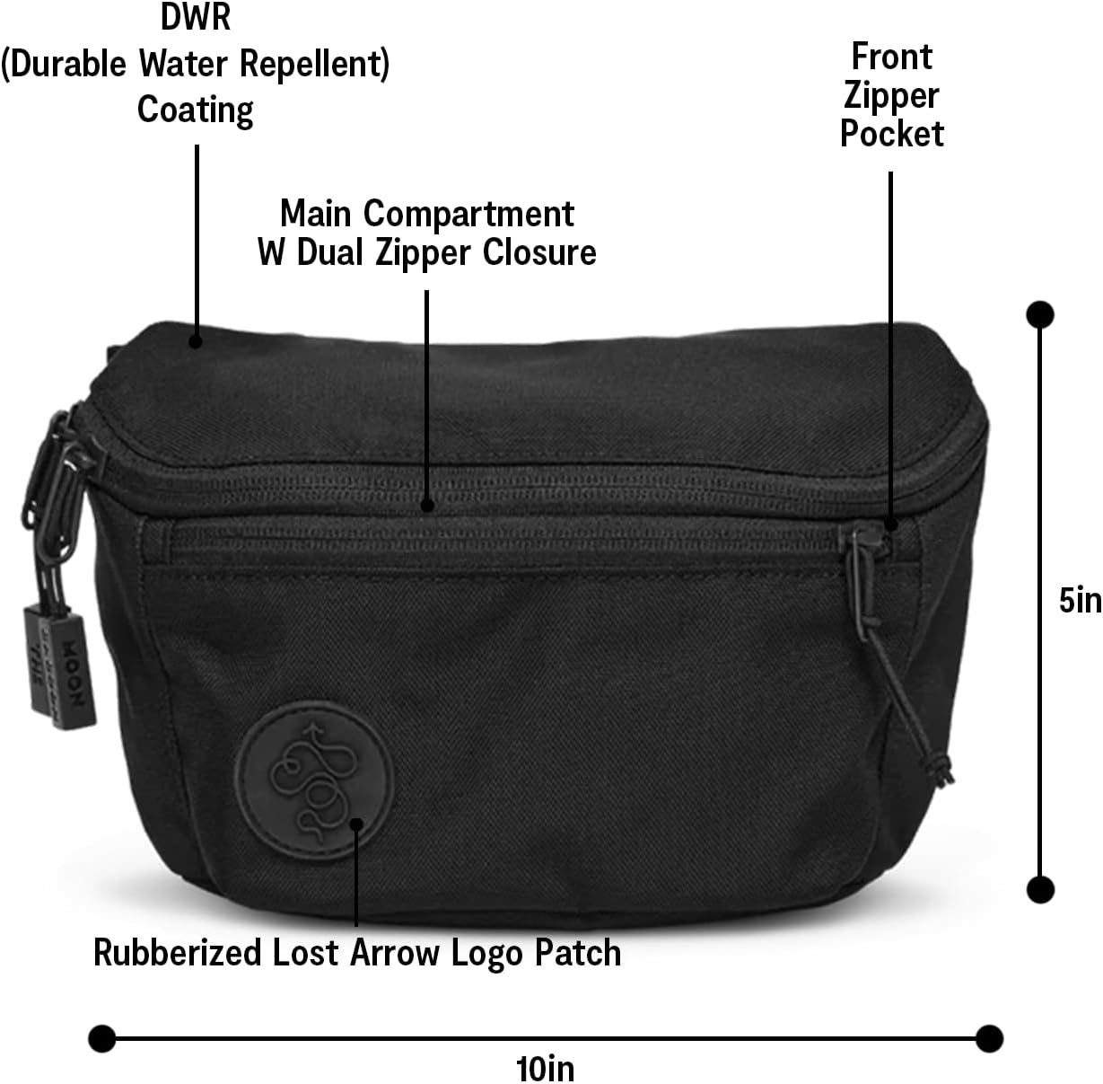 Baboon to the Moon Fanny Pack Full Size 3L Water Repellent Waist Bags Crossbody Belt Bag Lightweight Travel Everyday Bag for Men Women, Black - Image 3