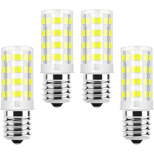 KEI D28A KEL 2816x Refrigerator Bulb 4W E17 LED Freezer Light Bulb, 5304517886 5304498578 KEI D28M KEL 2815 Refrigerator LED Bulb Replacement E17 Base Freezer LED Lamp, Cool White 6000K (4-Pack)