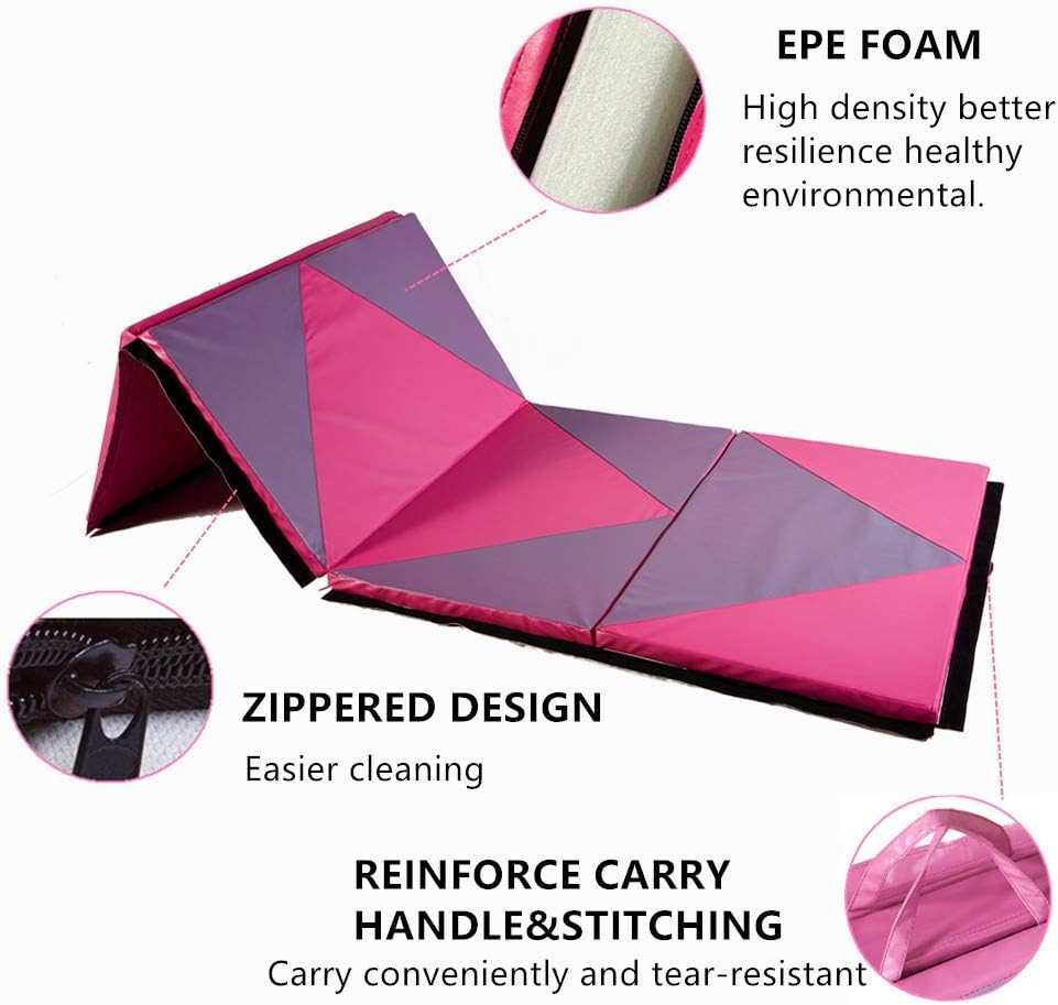 KOOLWOOM Gymnastics Mat PU Leather Thick Folding Panel for Gym Fitness Tumbling Yoga