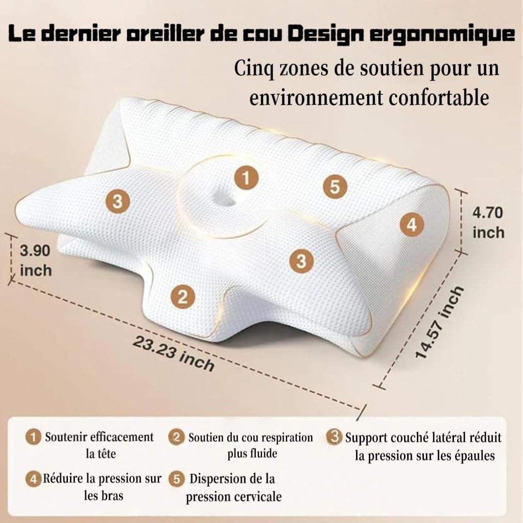 Cervimed Oreiller - Cervimed Ergonomic Medical Pillow, Oreiller Ergonomique Cervical, OrthopéDique Cervicales (Gris)
