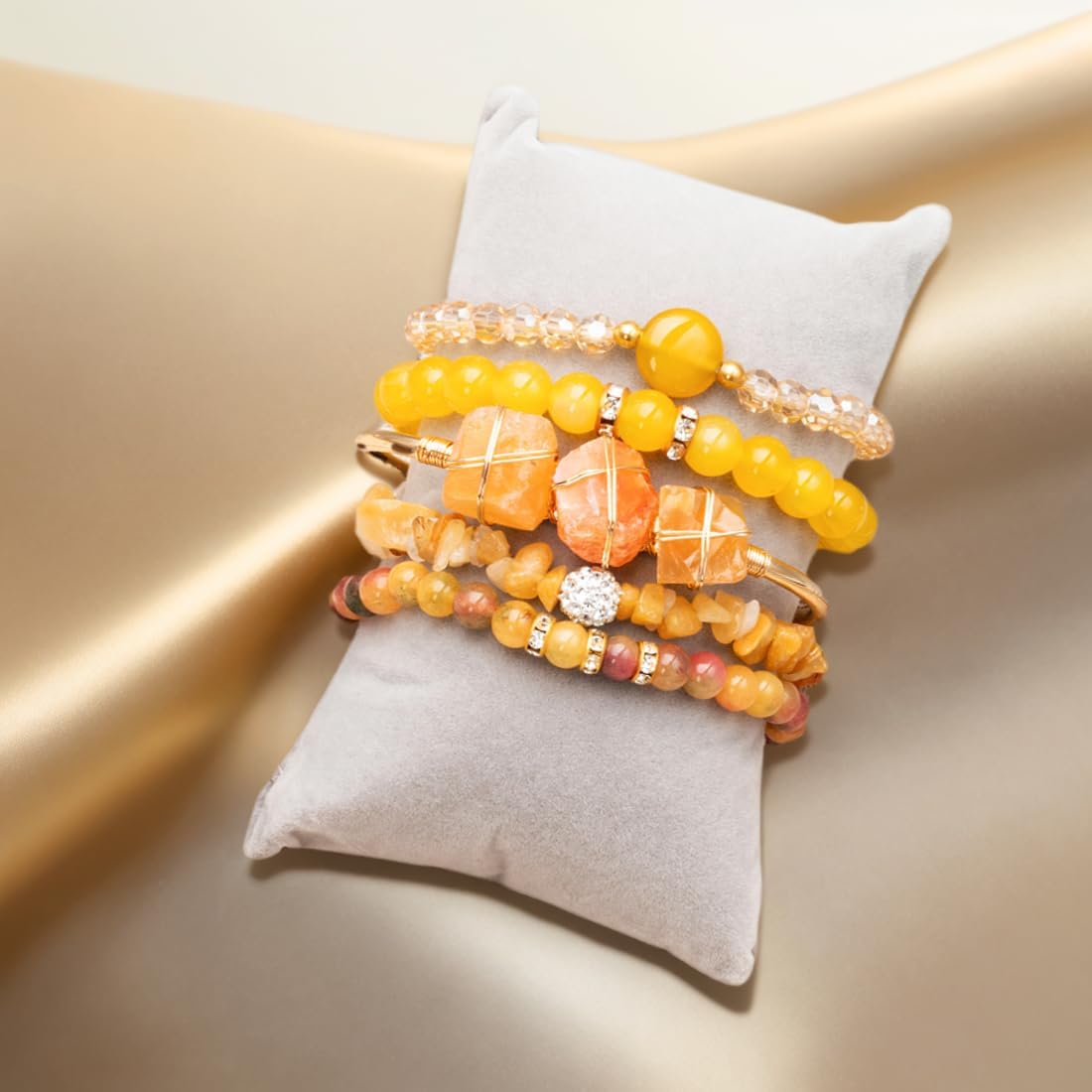 5PCS Natural Boho Beaded Bracelets Bangle for Women Men,Healing Turquoise Jasper Agate Crystal Gemstone Stone Chakra Multilayer Wrap Bohemian Handmade Jewelry Beads Stretch Bracelet Set - Image 2