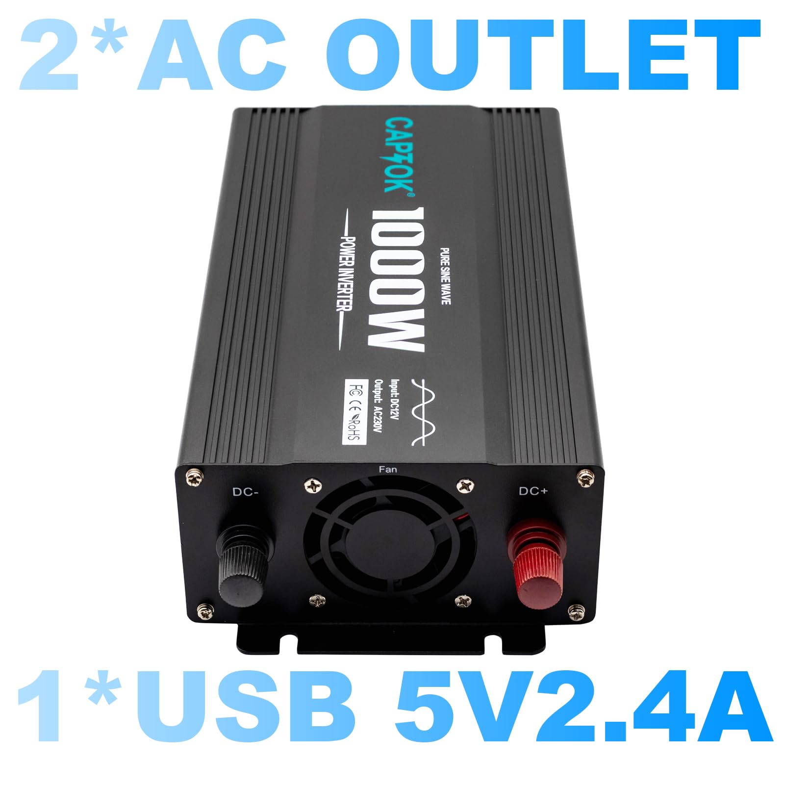 Reiner Sinus-Wechselrichter 1000W 12V DC 220V AC LED-Bildschirm 2AC USB