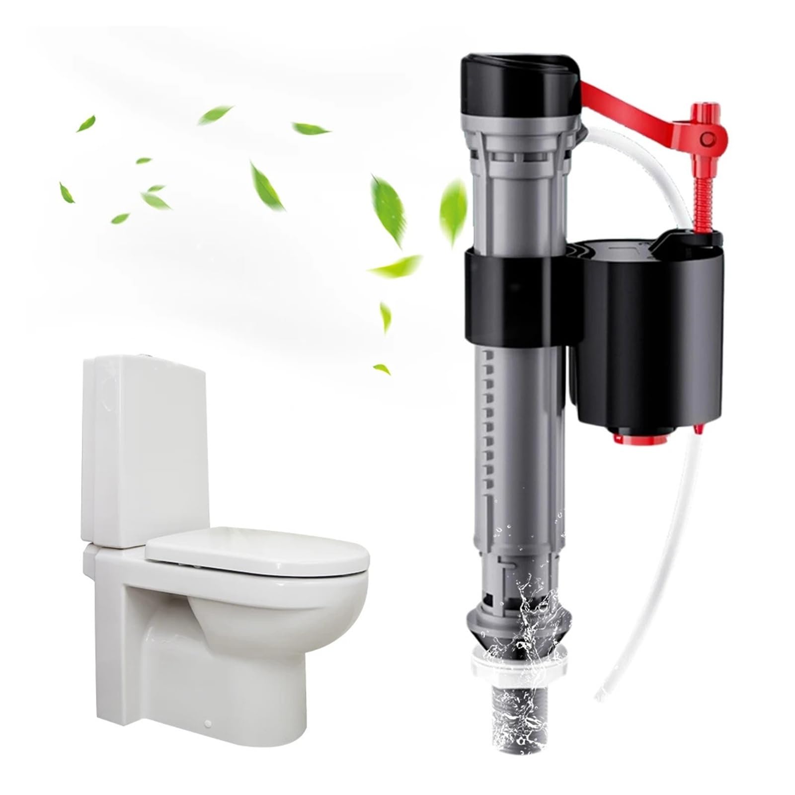 Fluxómetro manual para inodoro Válvula De Llenado Inodoro Universal, Altura Ajustable (19,5-30,5 Cm), Piezas Repuesto For Control Agua Del Tanque