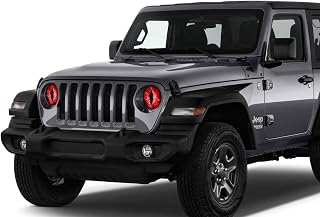 2PCS Beast Eyes Decals, 3D Stereo Eyes Headlight Stickers, Jeep Stickers Round Headlight Eye Decal，Funny Decals Body Window Bumper Decoration Compatible with Car Truck Jeep Wrangler（Red）