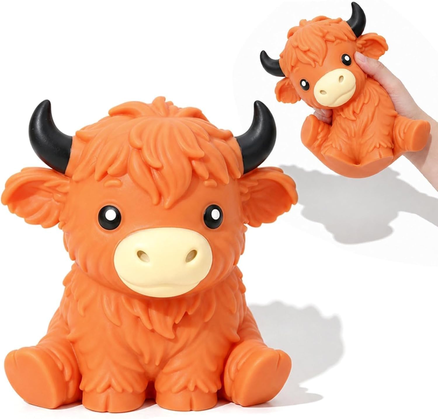 6in Giant Highland Cow Squishy, Jumbo Big Highland Cow Squeeze Stress Balls