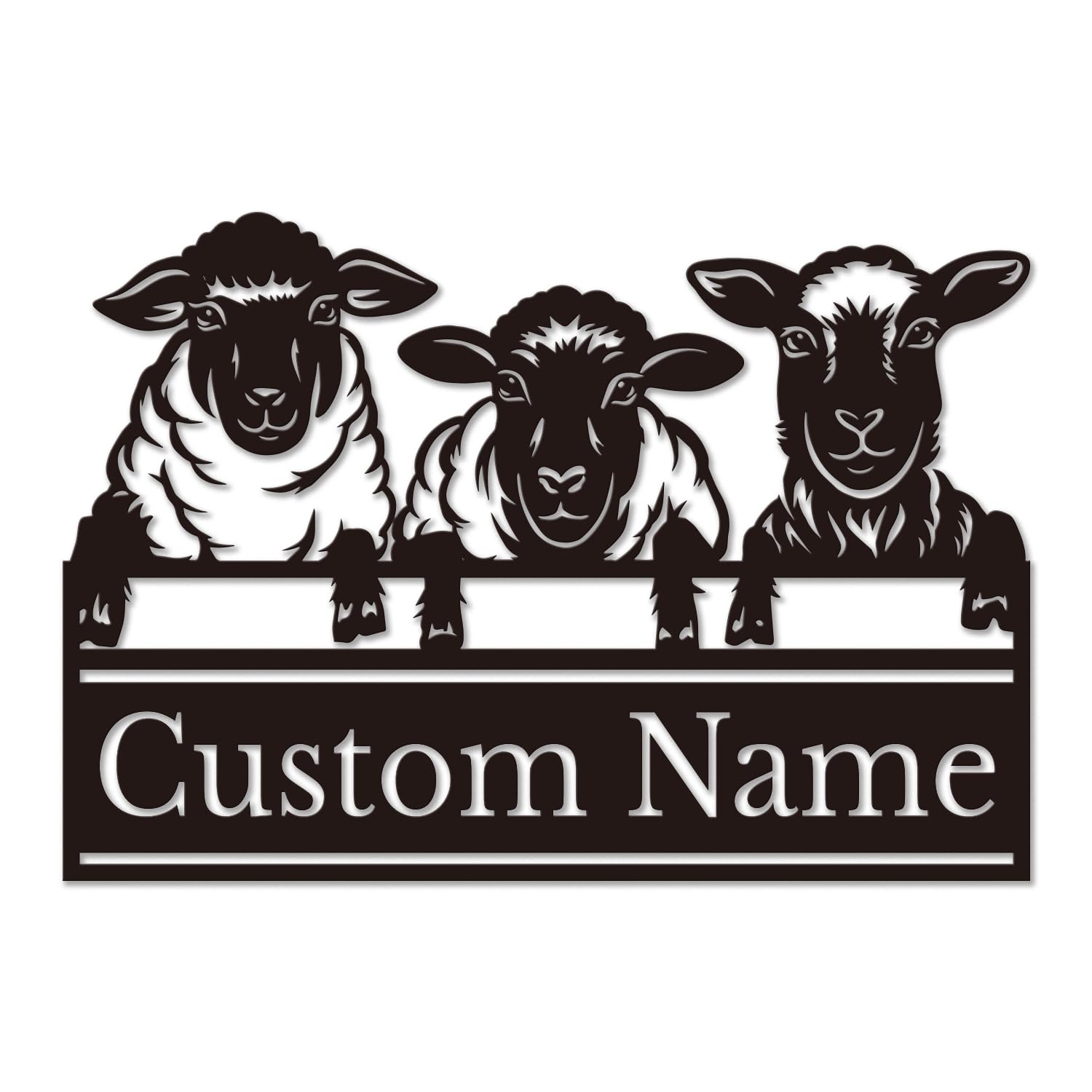 Metallicone Style-1 Personalized Sheep Metal Sign, Custom Farm Name Plaque, Rustic Goat Wall Art, Funny Lamb Decor, Barnyard Farmhouse Sign, Countryside Home Decor (Style-1)