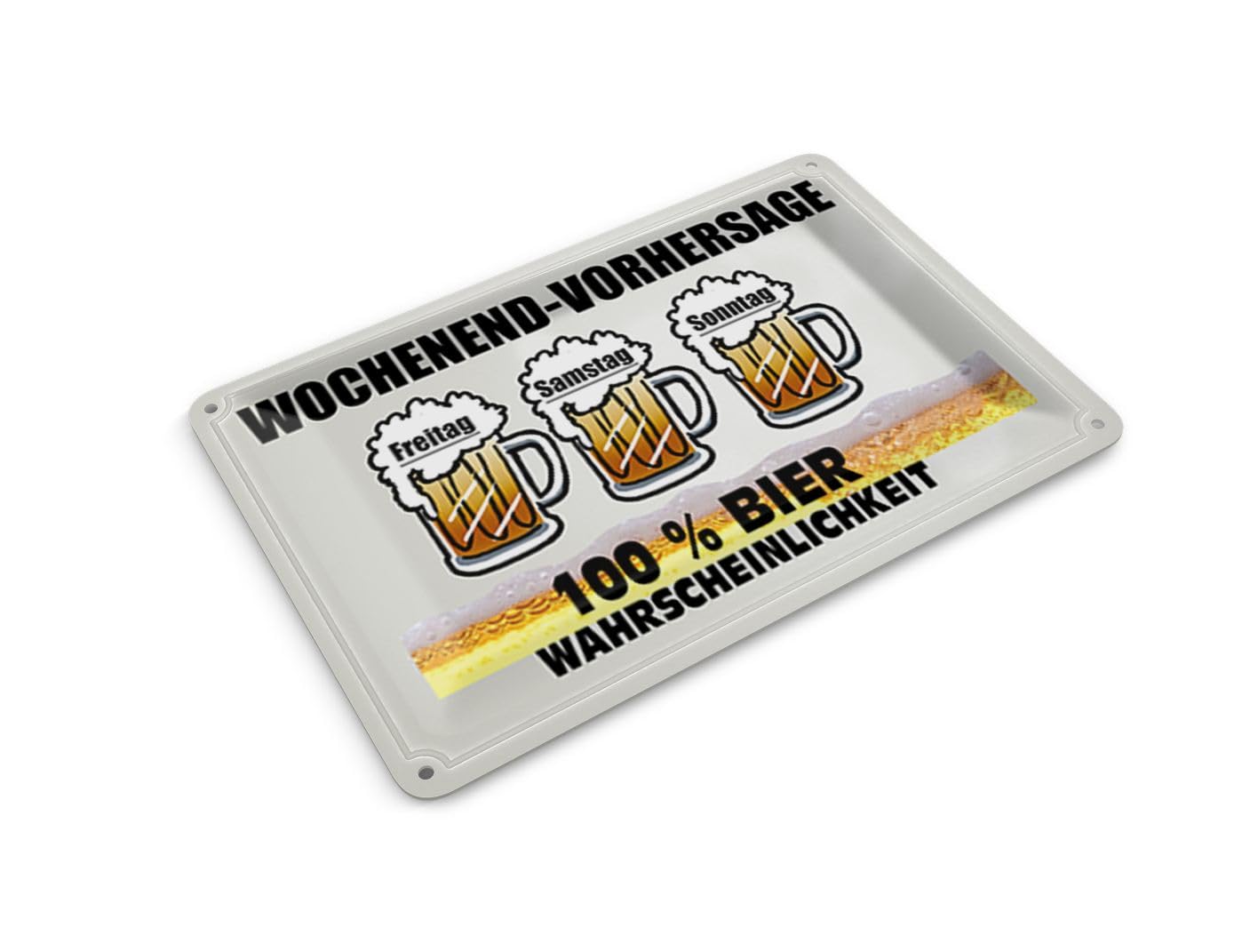 Femer Tin Postcard Alcohol 14 x 10 cm Weekend Forecast 100% Beer Decorative Sign