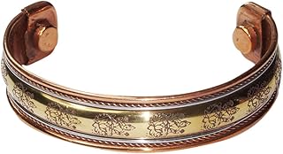 Mogul Interior Earthing Copper Wrist Bracelet Saraswati Design with Magnetic Healing Power