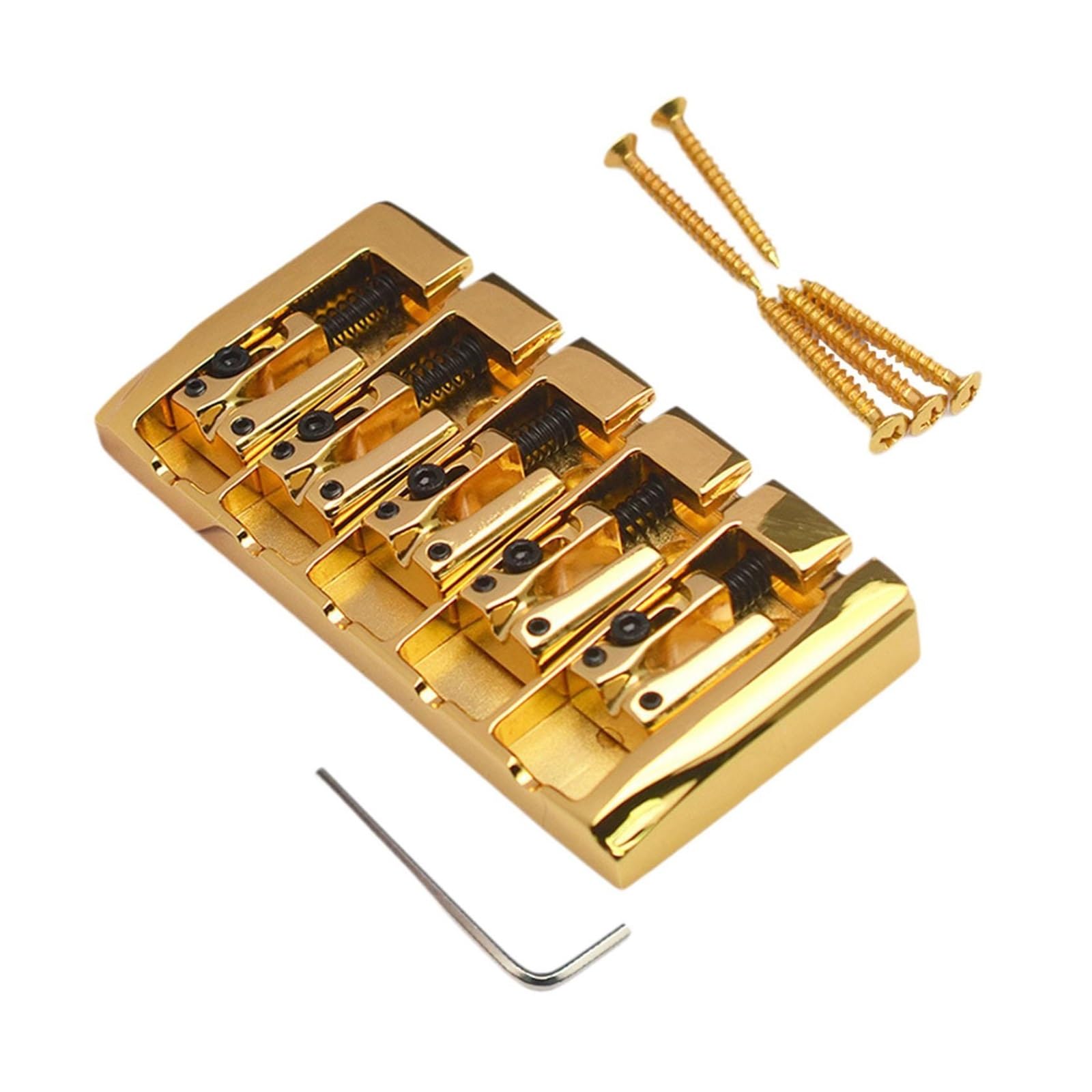 Robusta cordiera a sella con ponte in metallo ORO fissata for bassi elettrici a 5 corde for apparecchiature musicali