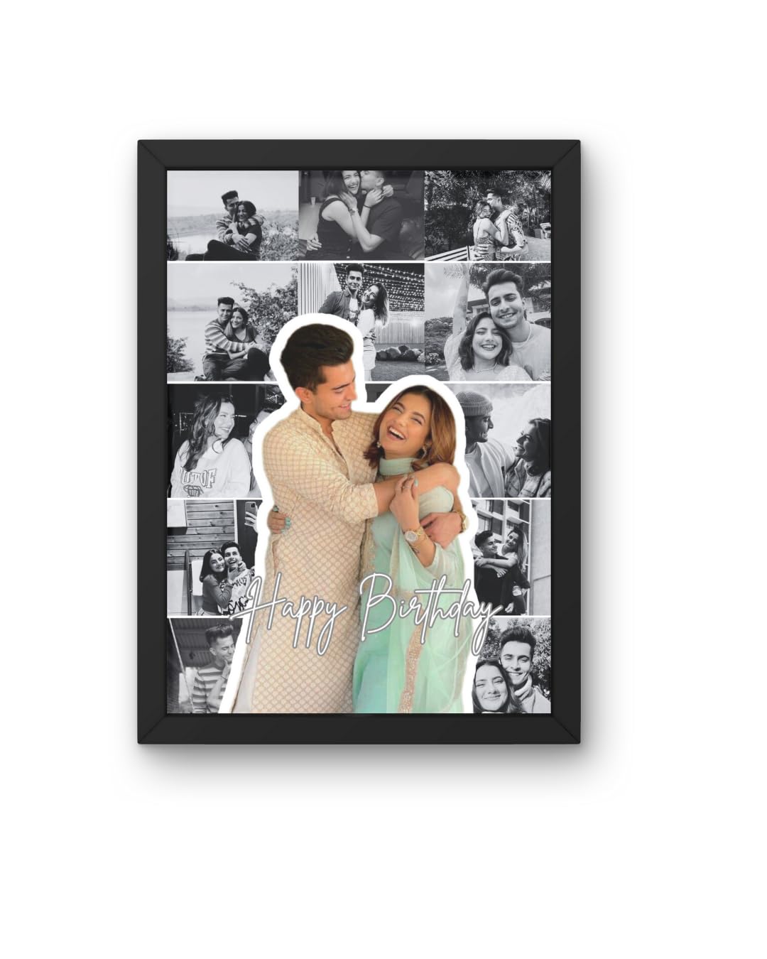 Customized Collage Photo Frame for Wall | Upload 14 Photos | Personalized Photo frame Gift for Birthdays, Anniversaries, Weddings, Couples | (A4 Size)