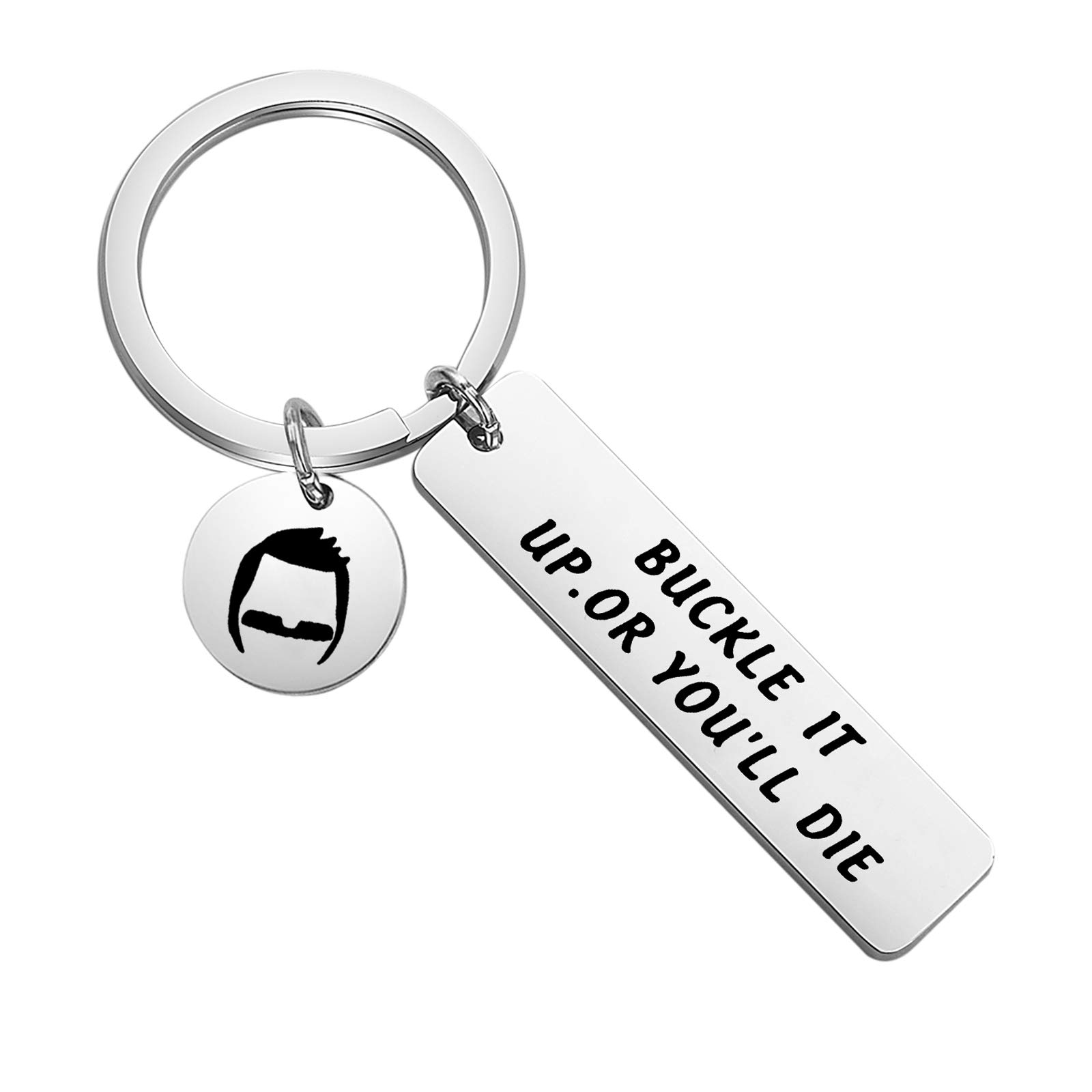 KUIYAI TV Show Inspired Gift Buckle it Up or You'll Die Keychain Movie Fan Gift
