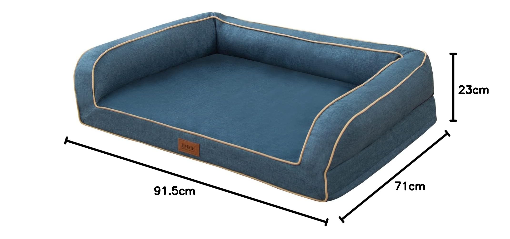 EMME Cuccia ortopedica per cani, 91 x 71 x 23 cm, in memory foam, blu | Impermeabile, lavabile, antiscivolo. Sostiene le articolazioni, antiodore. Facile da pulire grazie alla chiusura lampo