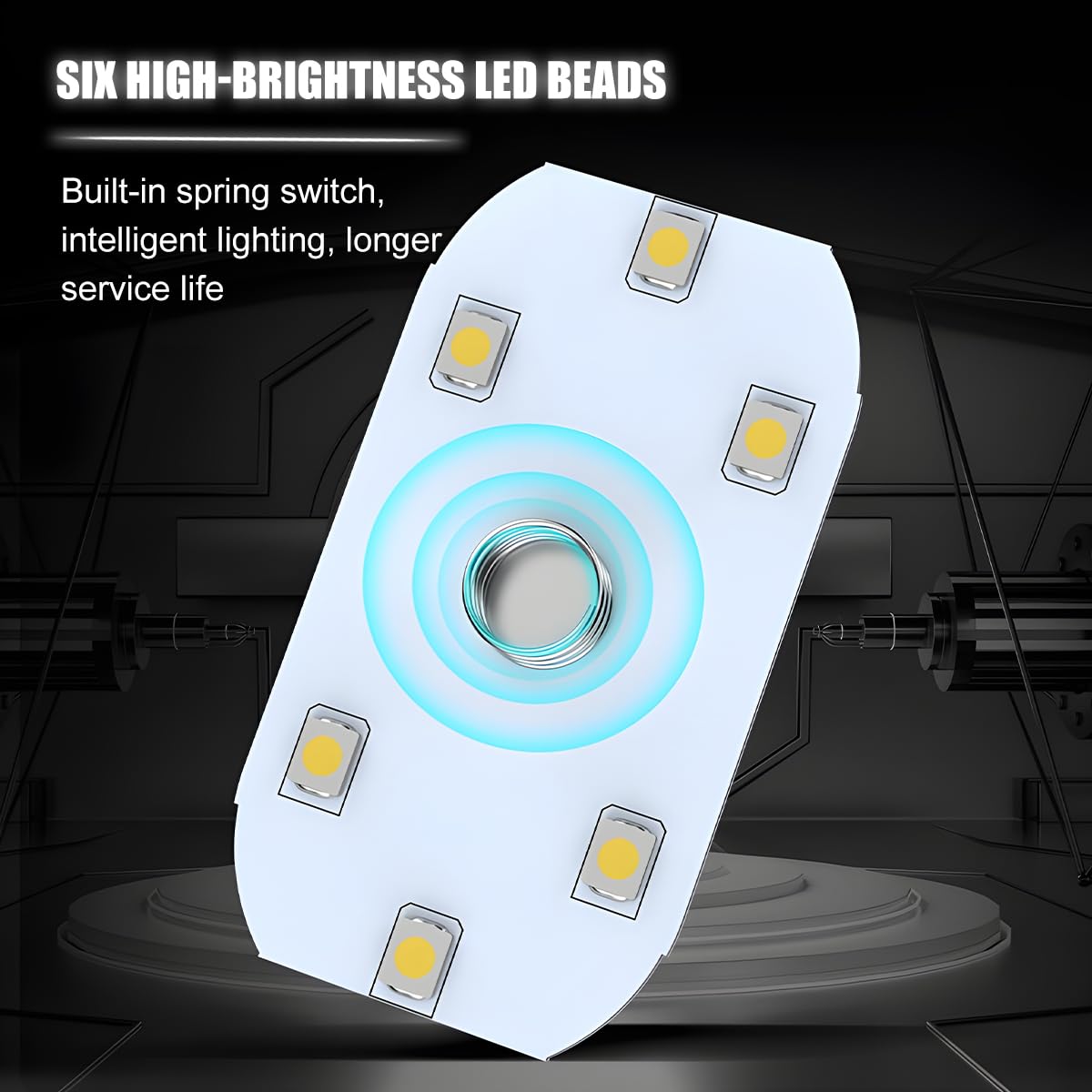 4 luces LED inalámbricas para el interior del automóvil, 6 cuentas de lámpara LED brillantes, luz ambiental magnética para vehículo, accesorios de iluminación nocturna para automóvil