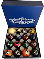 Champion Deluxe Conjunto completo de bolas de bilhar de 6,5 cm (vários estilos disponíveis) (conjunto de bolas de luxo Champion)
