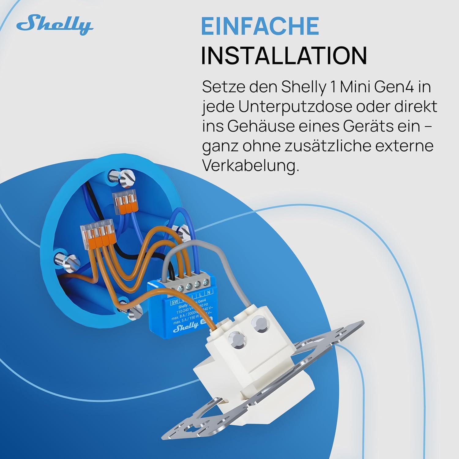 Shelly 1 Mini Gen4, 4er Pack, WLAN-Smart-Relaisschalter, 1 Kanal, 8A, Potentialfreier Kontakt, Hausautomation, Fernsteuerung, Kein Hub Erforderlich, Alexa, Google Home, Apple HomeKit, Zigbee & Matter