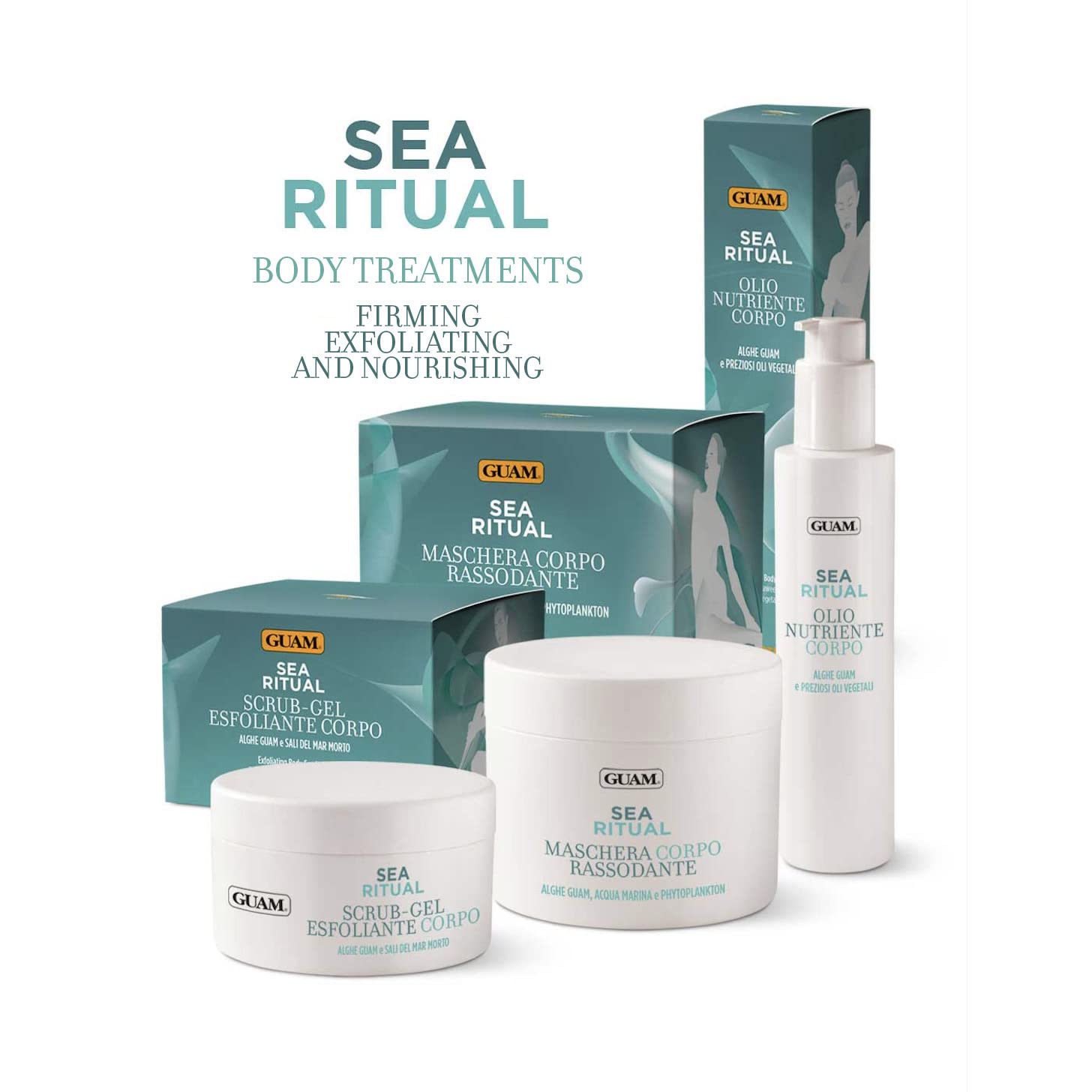 Guam, Sea Ritual Straffende Körpermaske mit intensiver Remodellierungswirkung, Körpercreme mit Guam-Algen + Schutzhose, tonisierende Körpercreme, Made in Italy, 500 ml Packung
