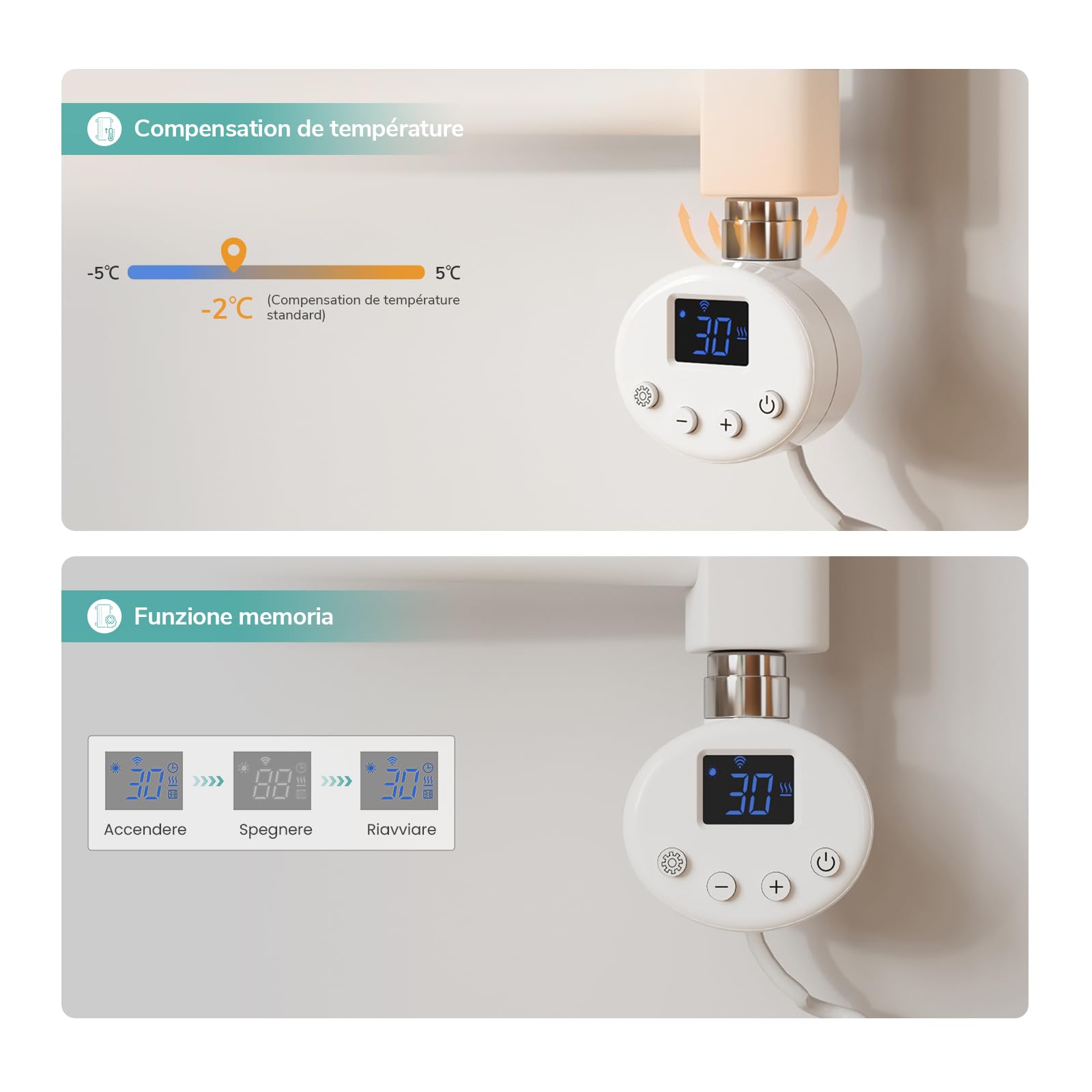 EMKE Radiatore da Bagno, 120 x 40cm, 500W, Scaldasalviette con WIFI Termostato, Curvo, Bianco, Termoarredo Asciugamani da Bagno