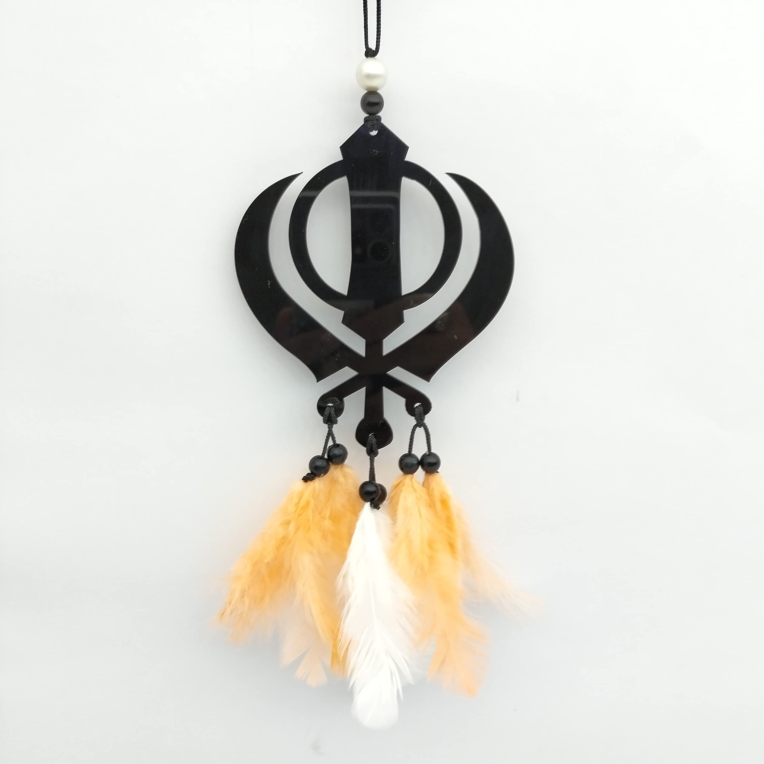 Dream Catcher Jiyu Creation Symbol of Hope and Faith Orange and White Color Them Wall Hanging Car Front Mirror Hanger/Car Rear View/Decorative Wall Hanging Acrylic Material with Feathers-image-20