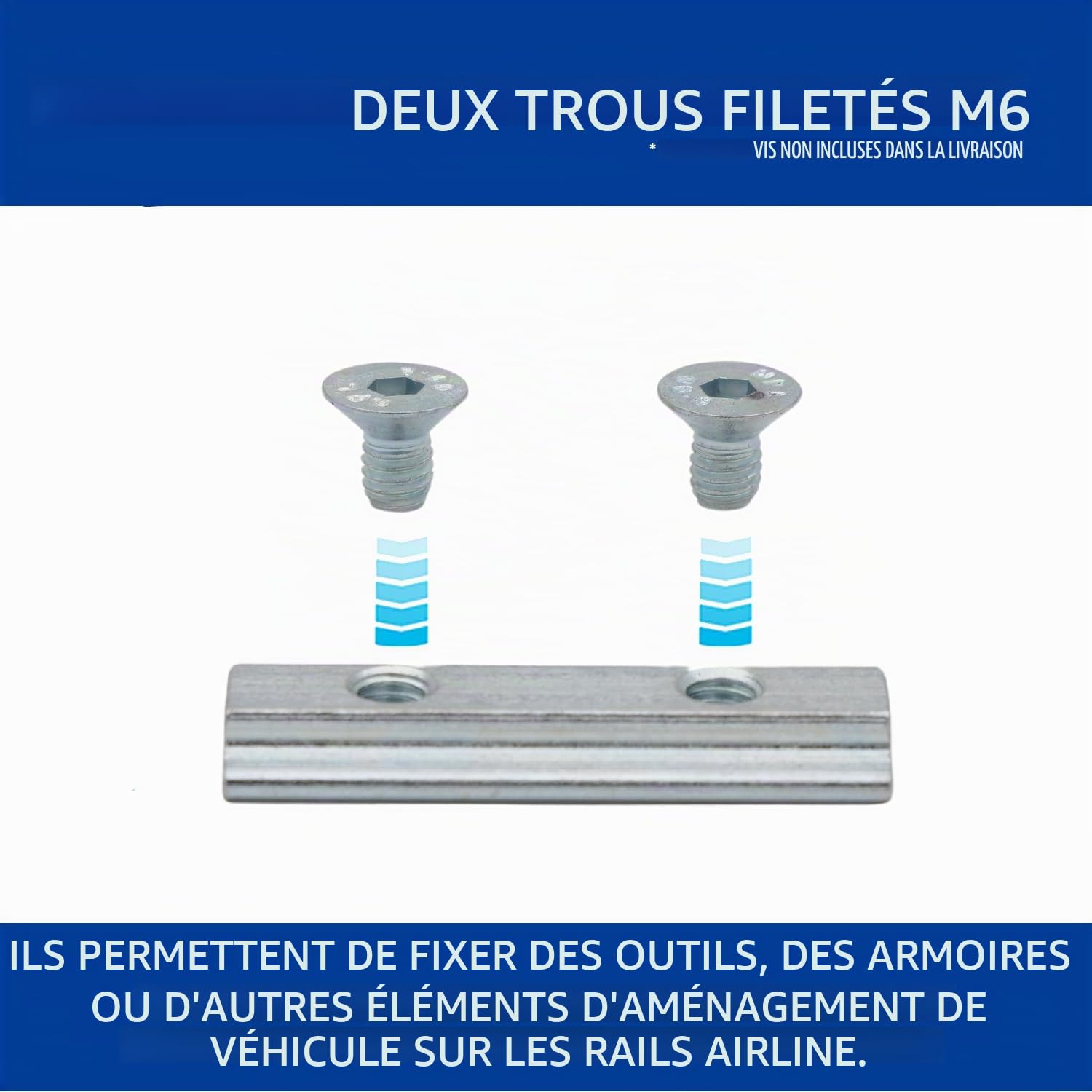 10 x écrous coulissants pour rails Airlin acier galvanisé M6 Arrimage du chargement Fitting 2xM6